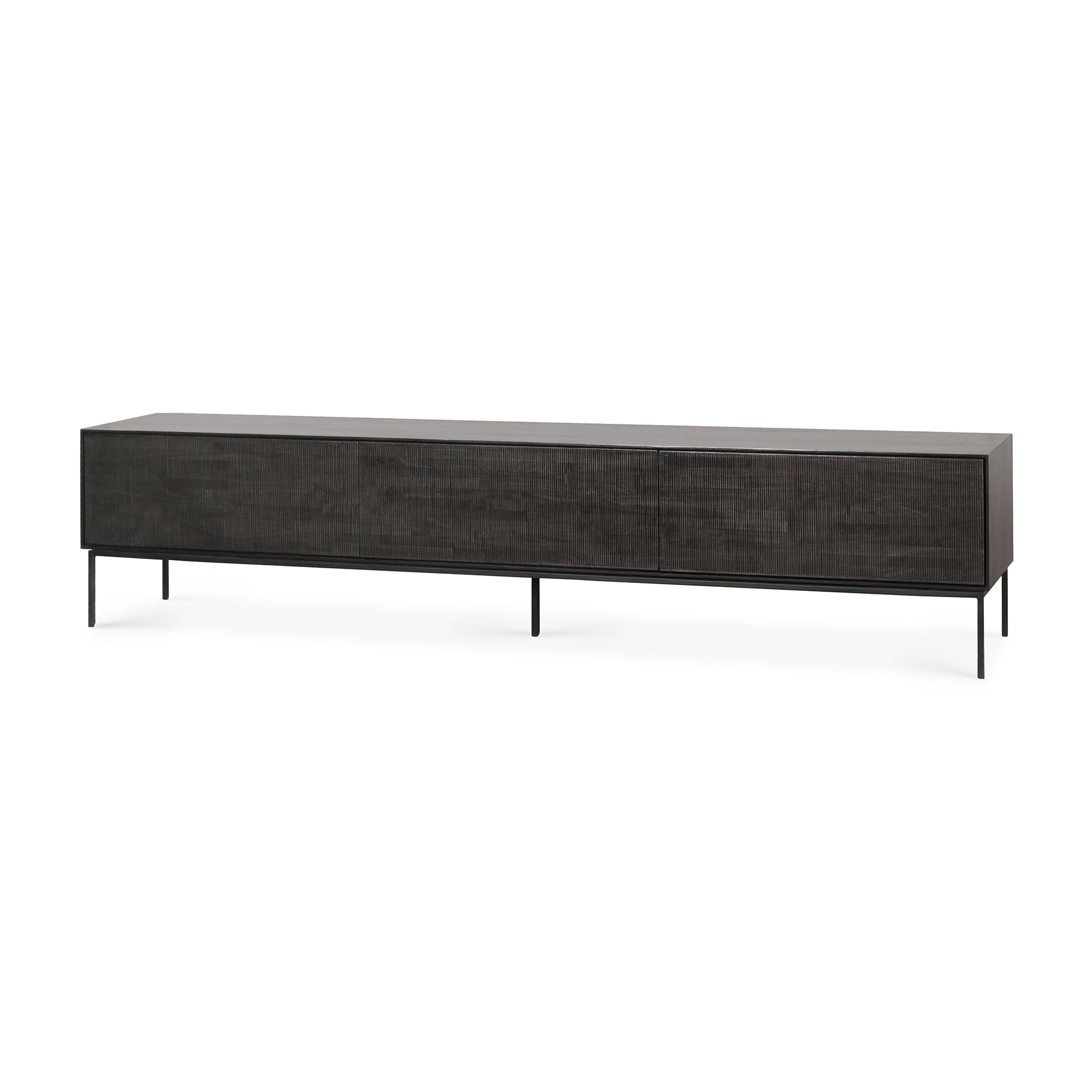 Grooves Solid Teak Media Console, 95.5&quot;