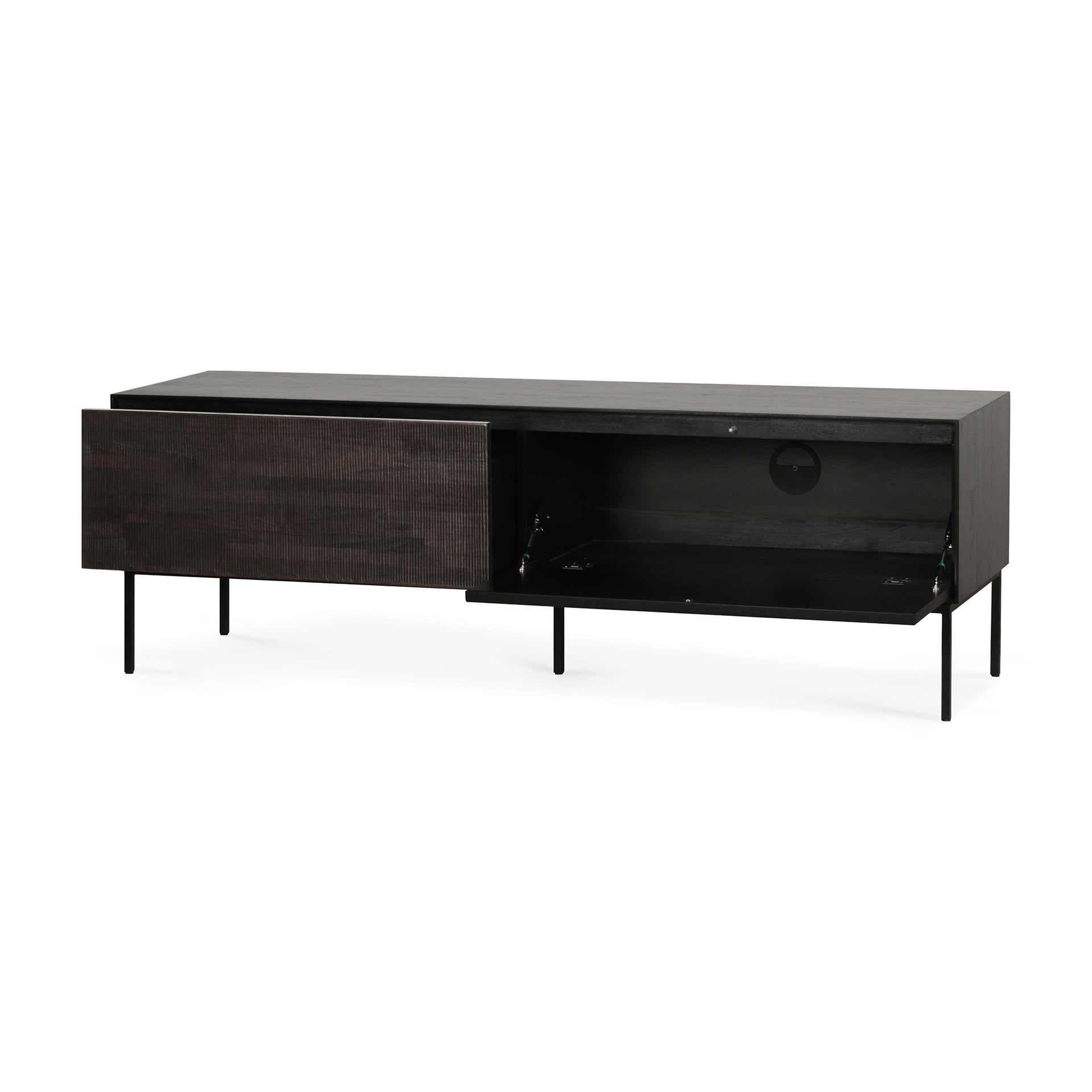 Grooves Solid Teak Media Console, 64"