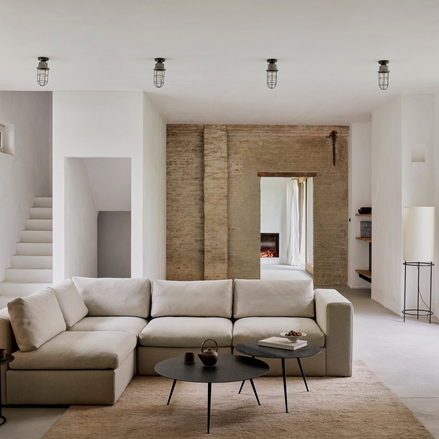 Luna Coffee Table, Whisky Lava & Linear, 26"