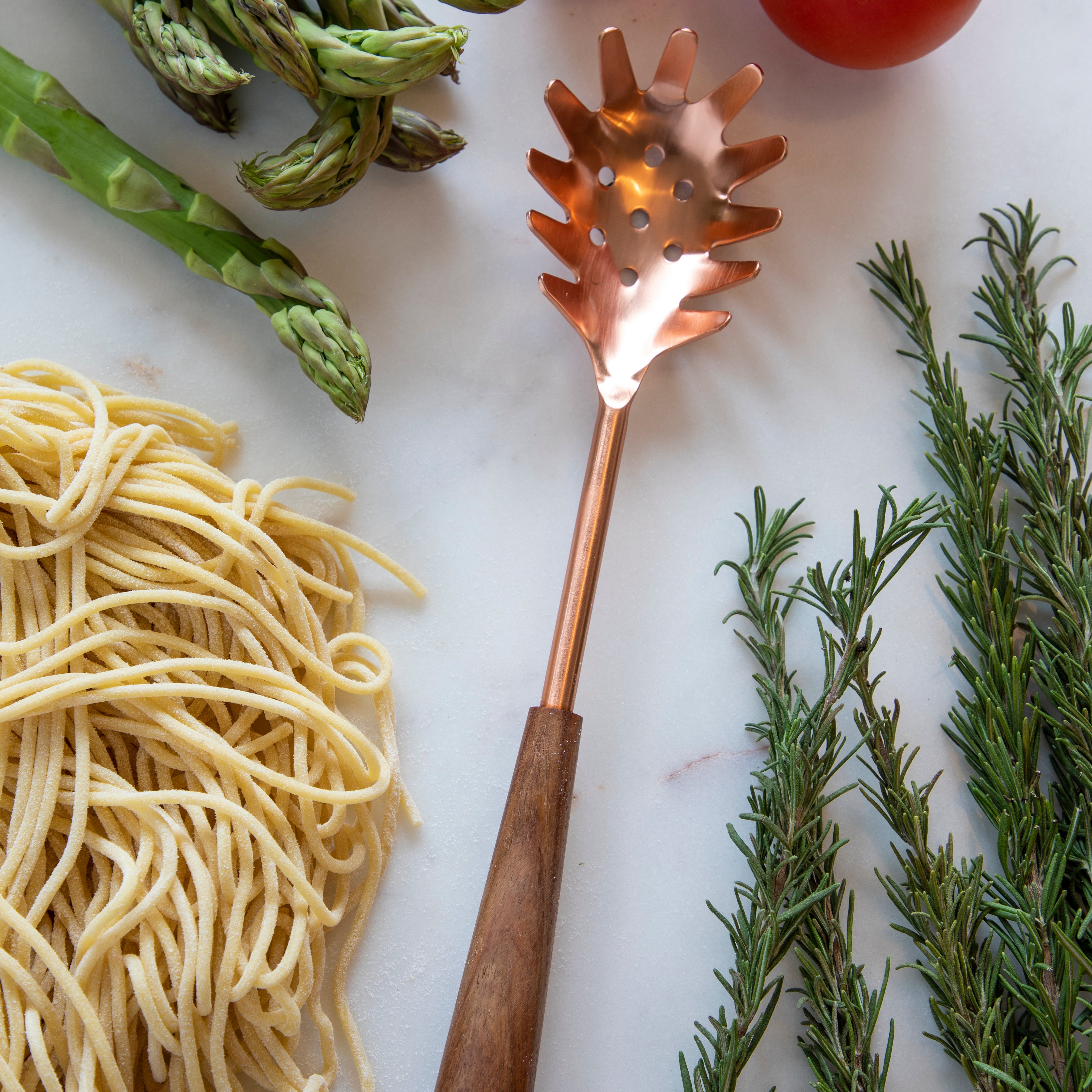 Copper & Wood Pasta Server