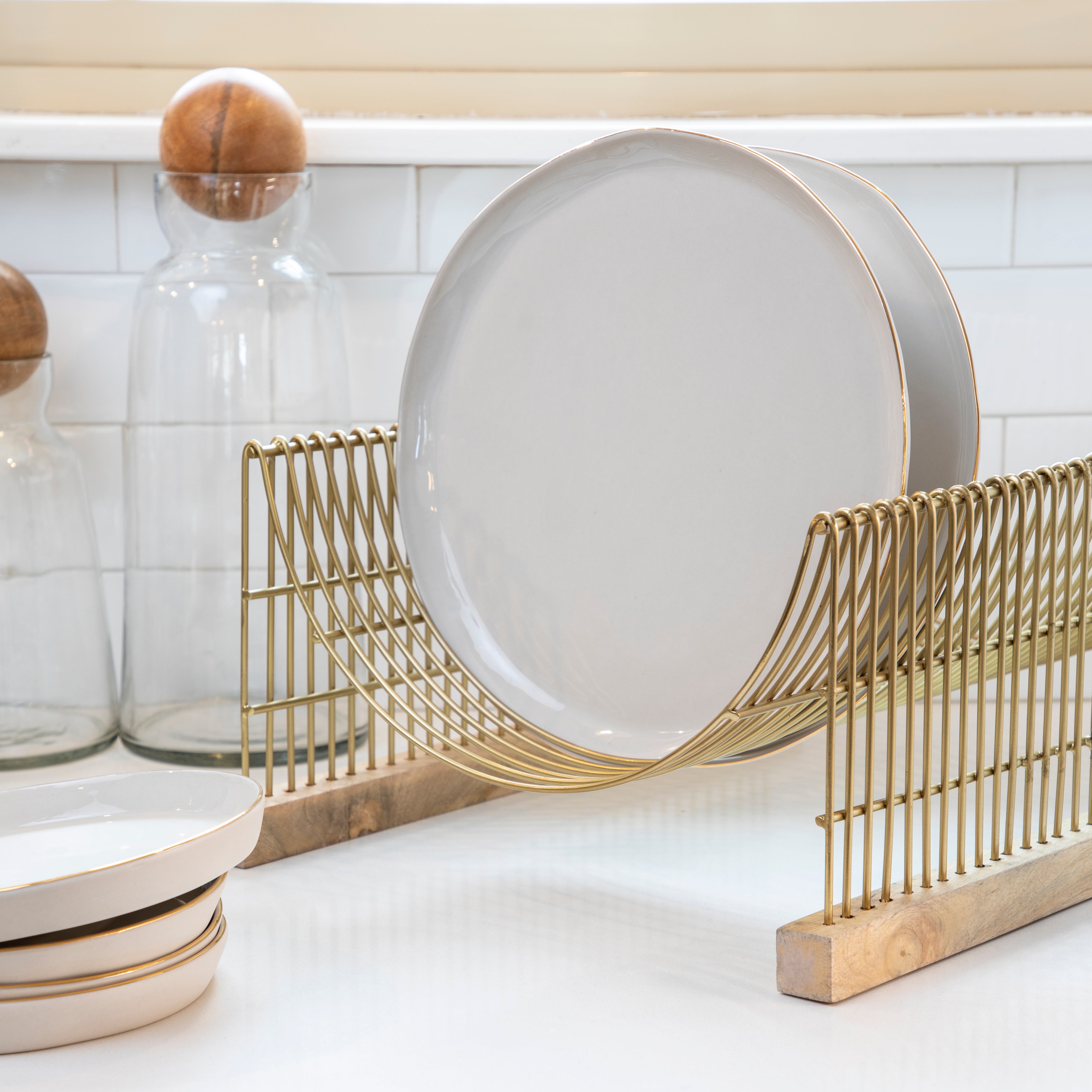 Gold and Bamboo Dish Drainer