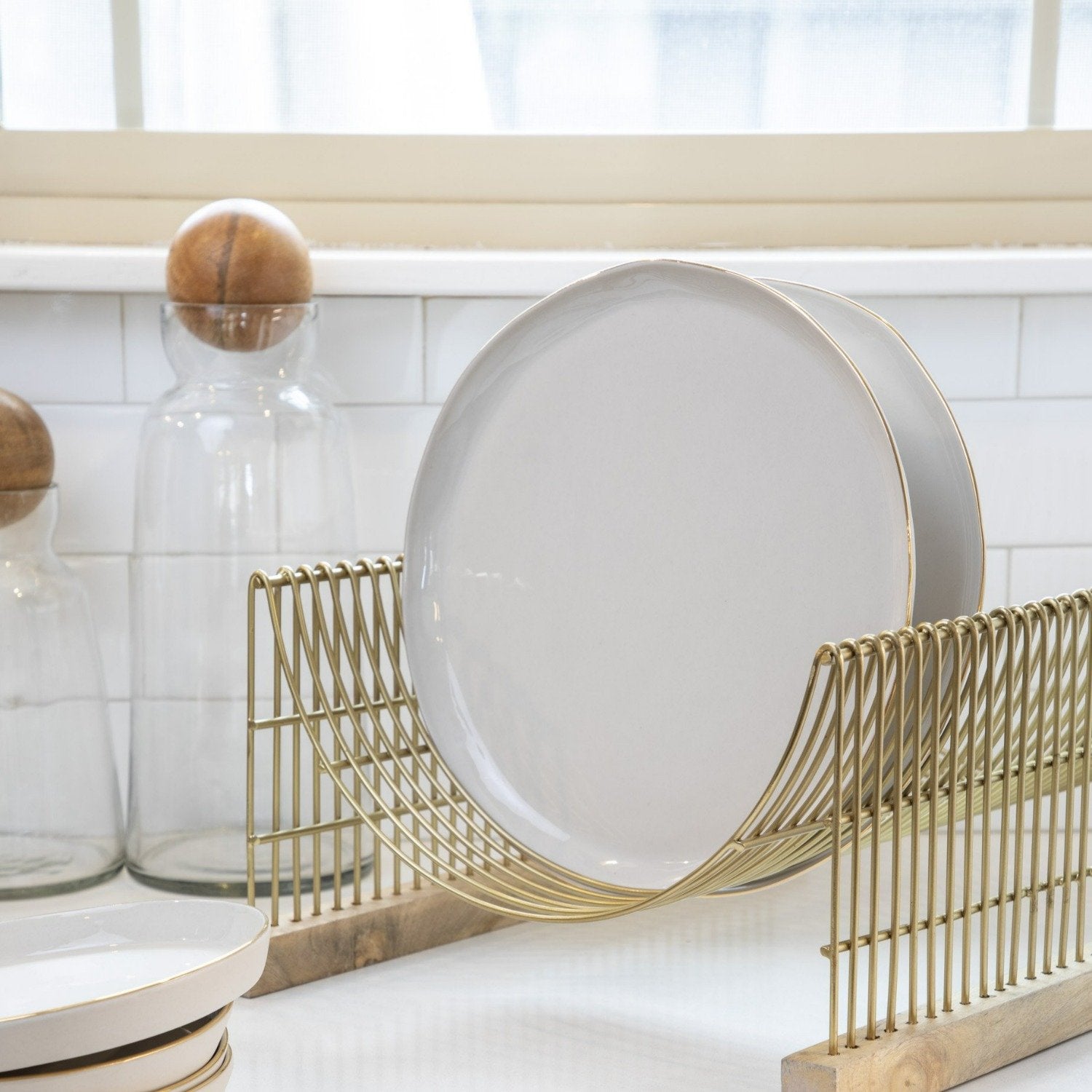 24k Gold Tam Stoneware Dinner Plate, Pearl, Set of 4