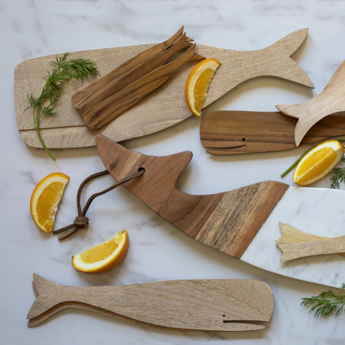 Teak Whale Spreaders, Set of 4