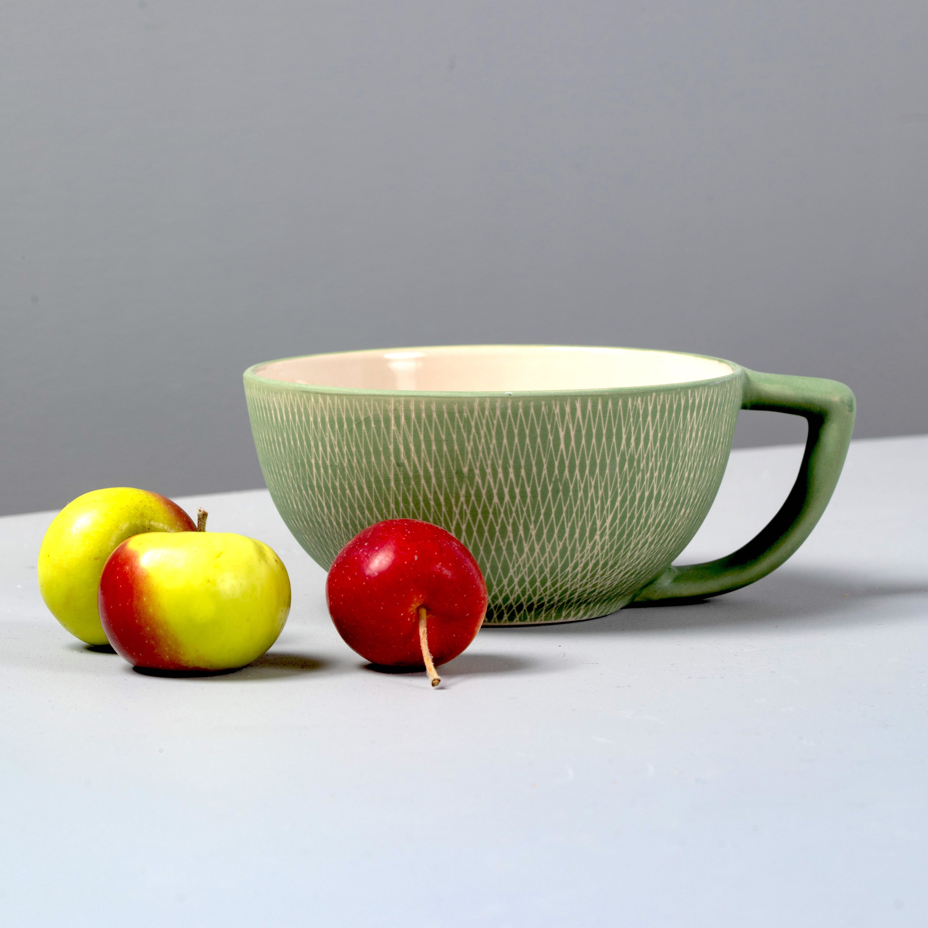 Jade Crosshatch Latte Mugs, Set of 4