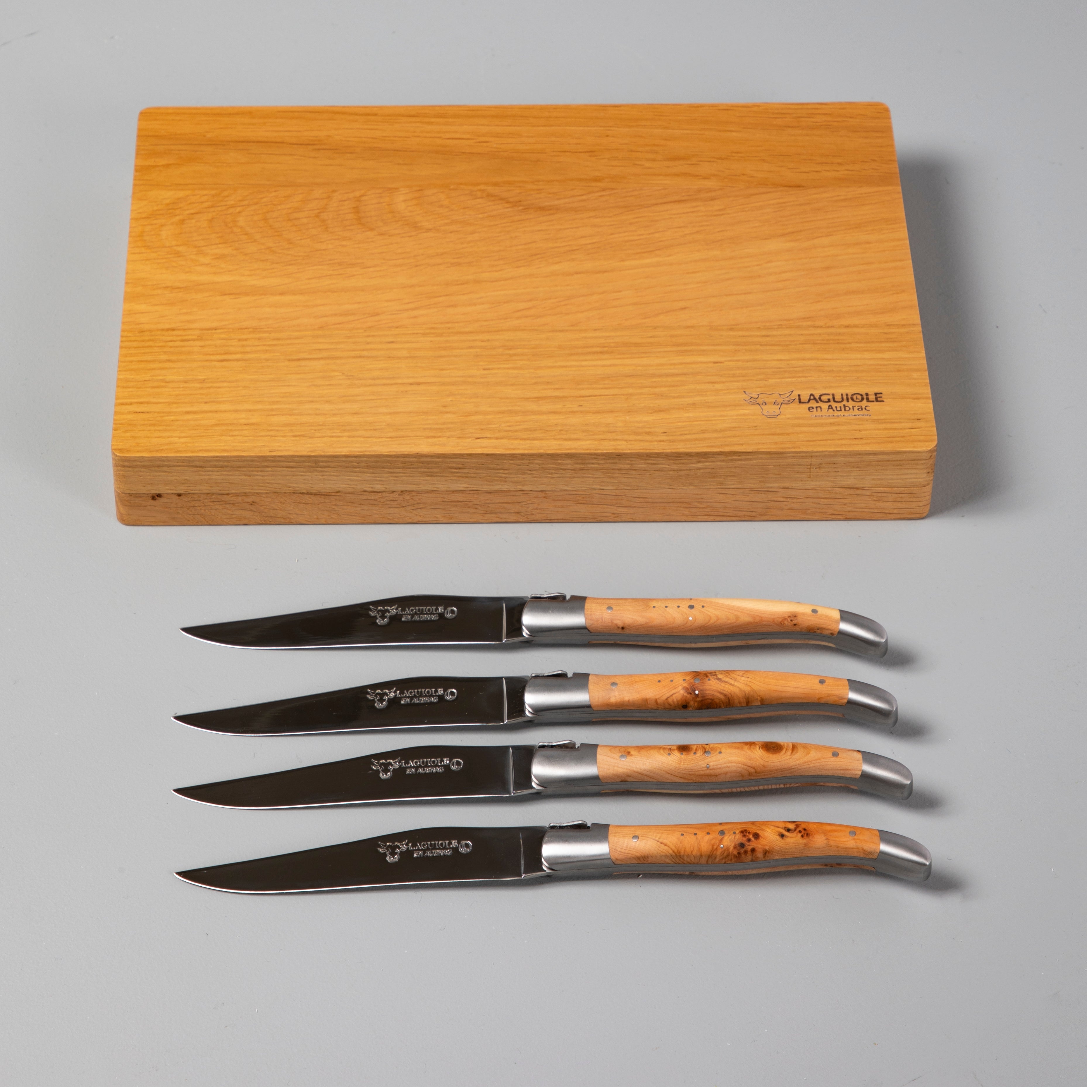 Laguiole en Aubrac Handcrafted Steak Knives, Set of 4, Juniper Wood