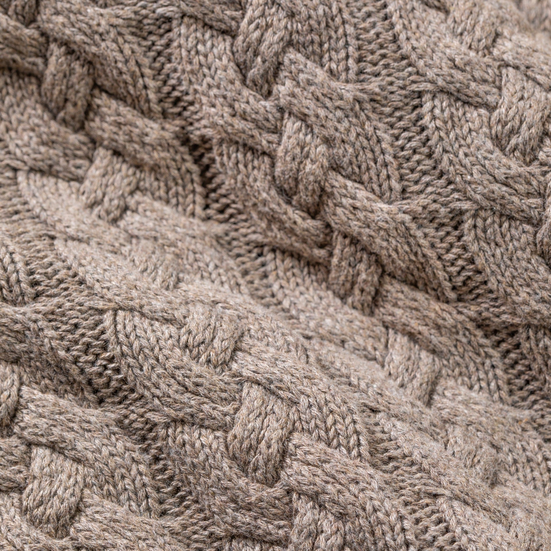 Belmont Double Cable Knit Throw, Brown