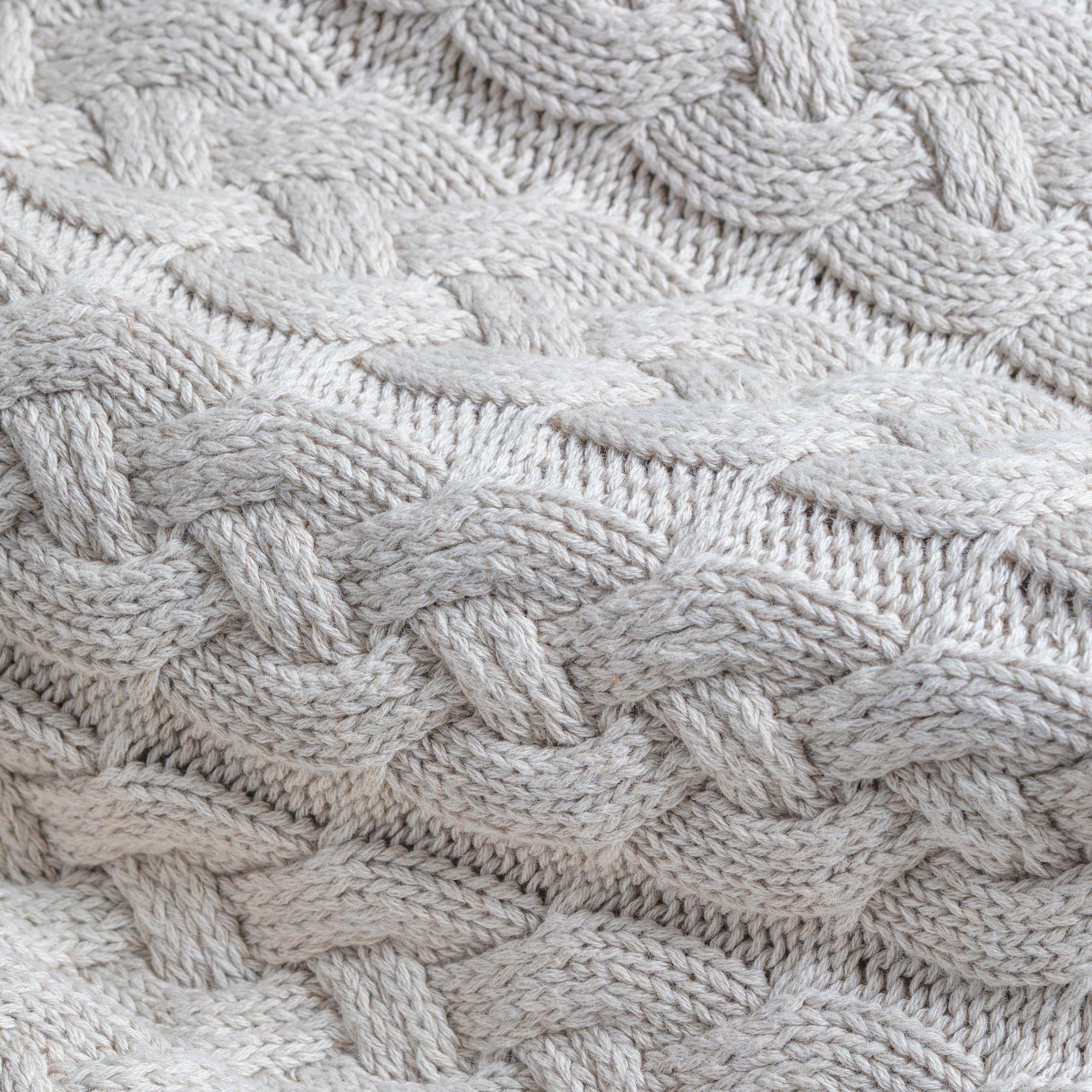 Belmont Double Cable Knit Throw Linen Be Home