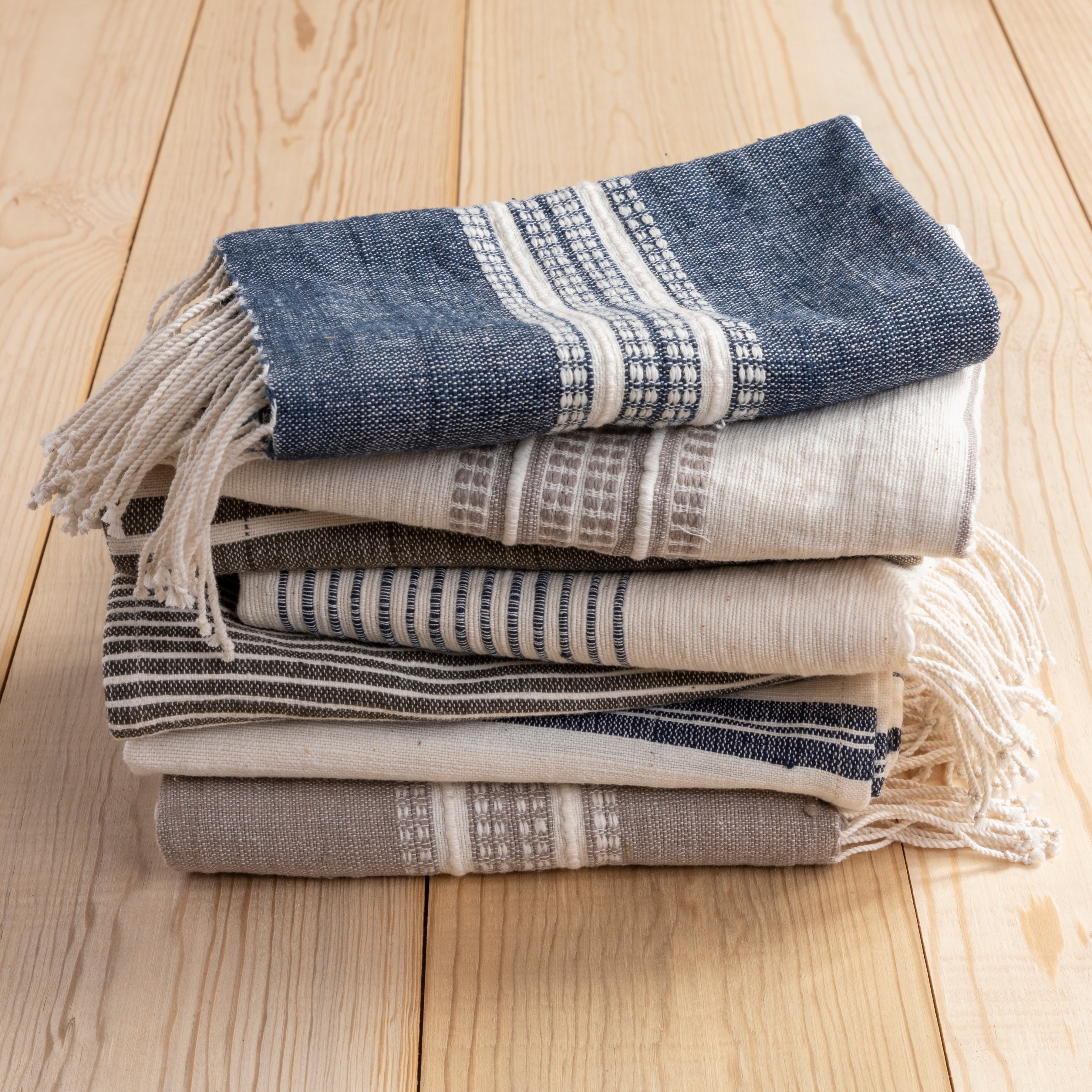 Aden Cotton Hand Towel, Grey with Natural