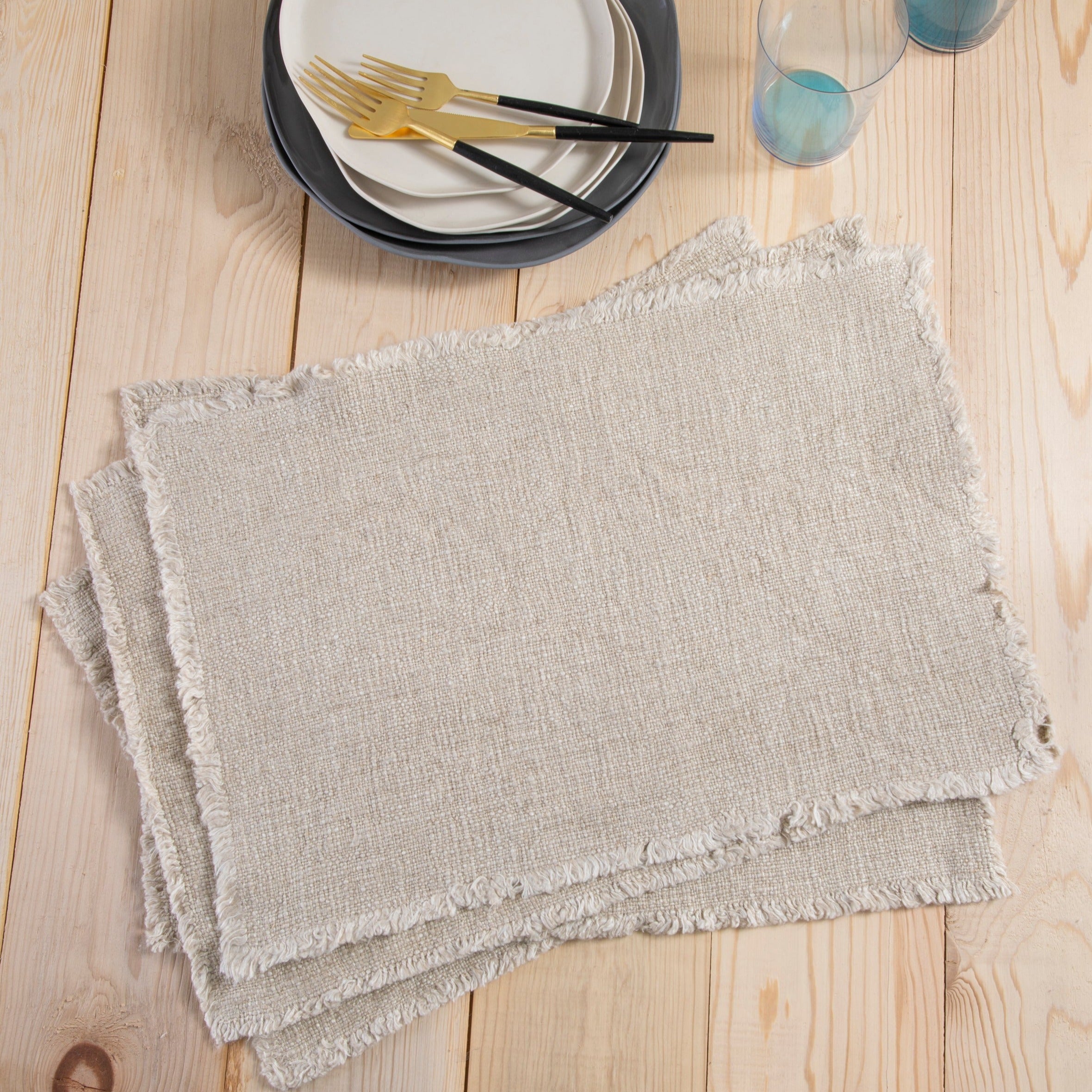 Fringe Cotton Linen Placemat, Set of 4