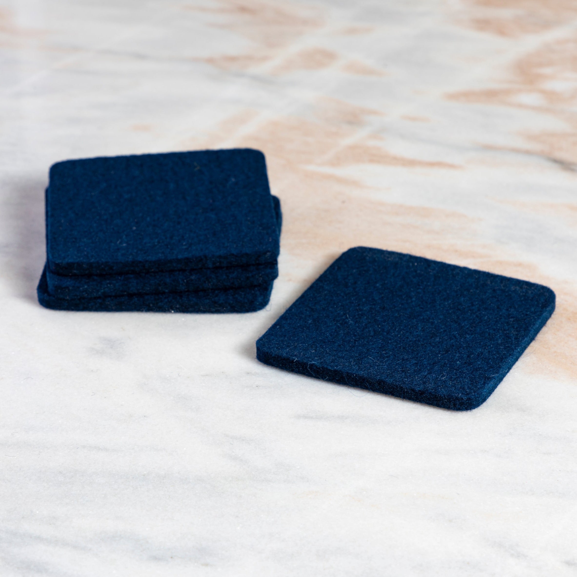 Square Felt Coaster, Set of 4, Marine