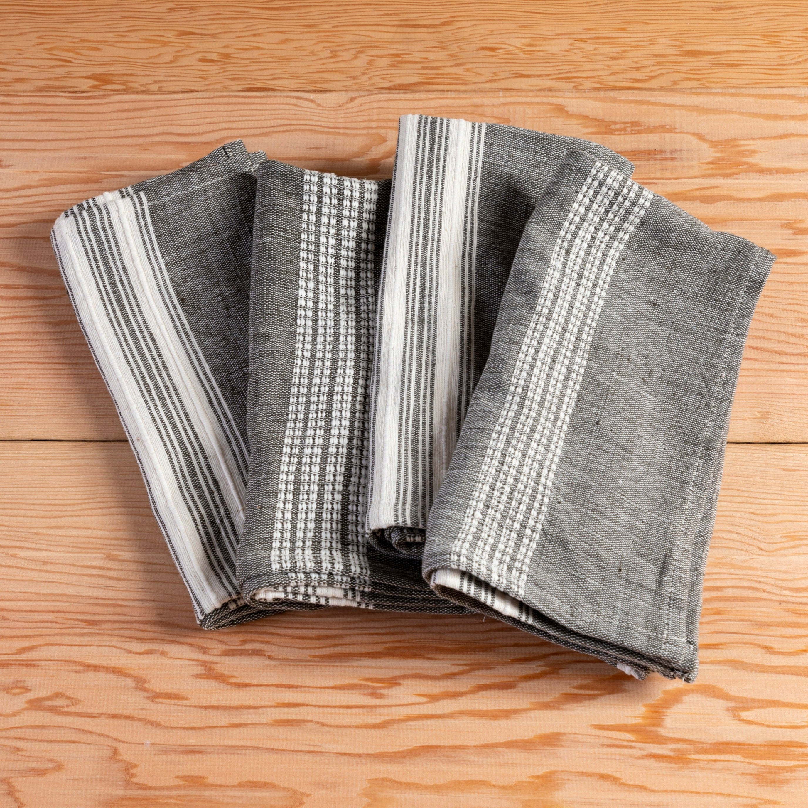 Aden Napkins, Grey with Natural, Set of 4