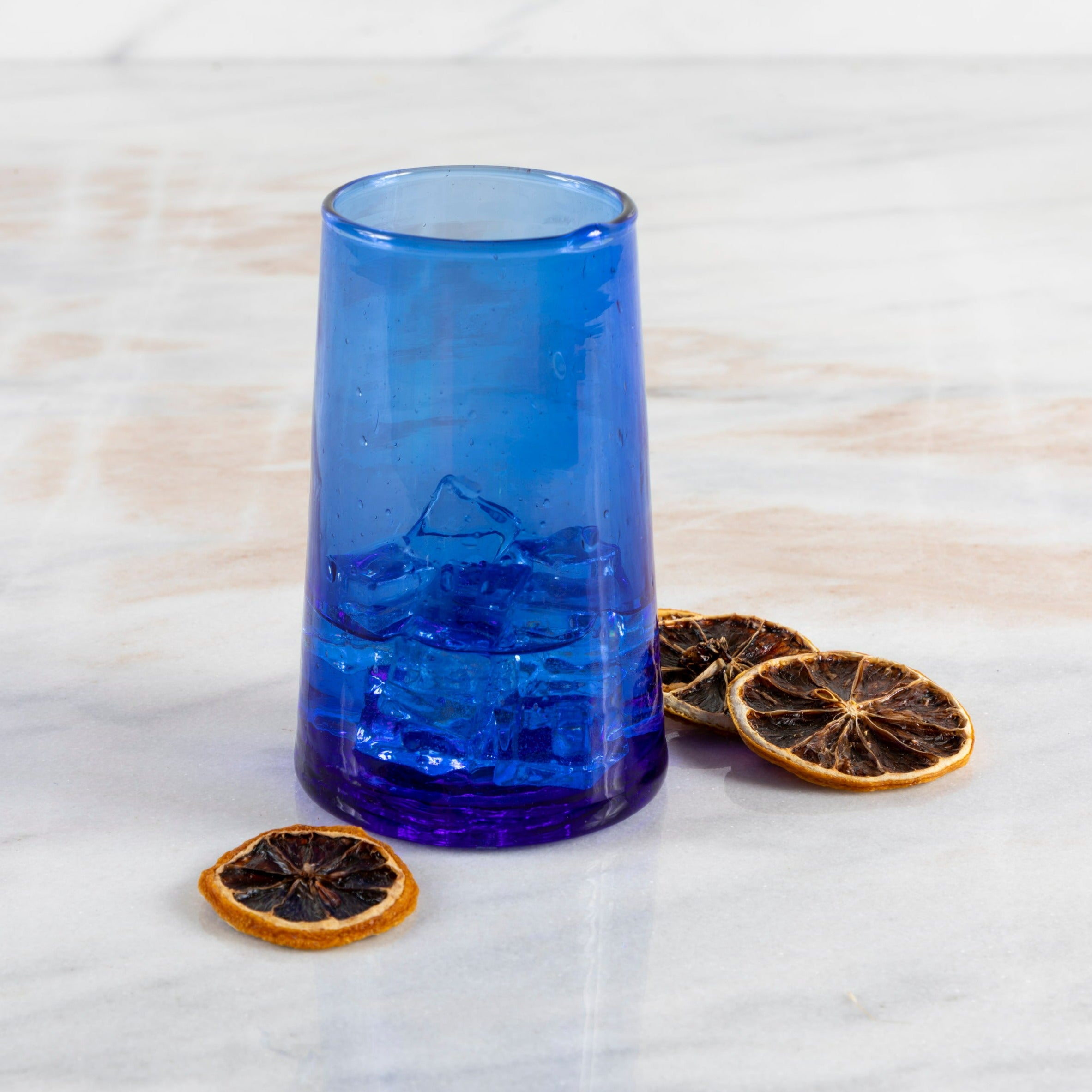 Recycled Tall Cone Glass, Blue, Set of 4