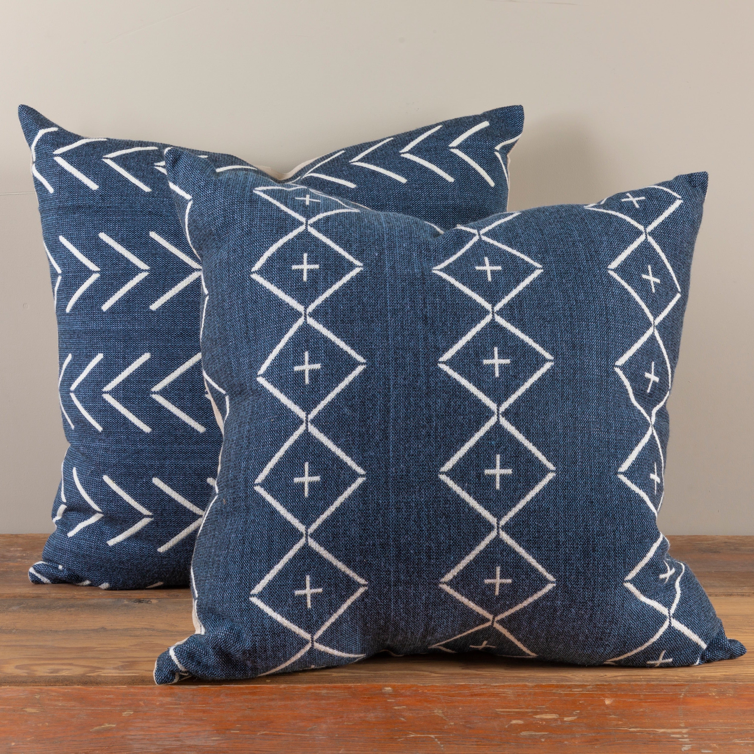 Alpaca Square Pillow, Navy with Diamond & Plus