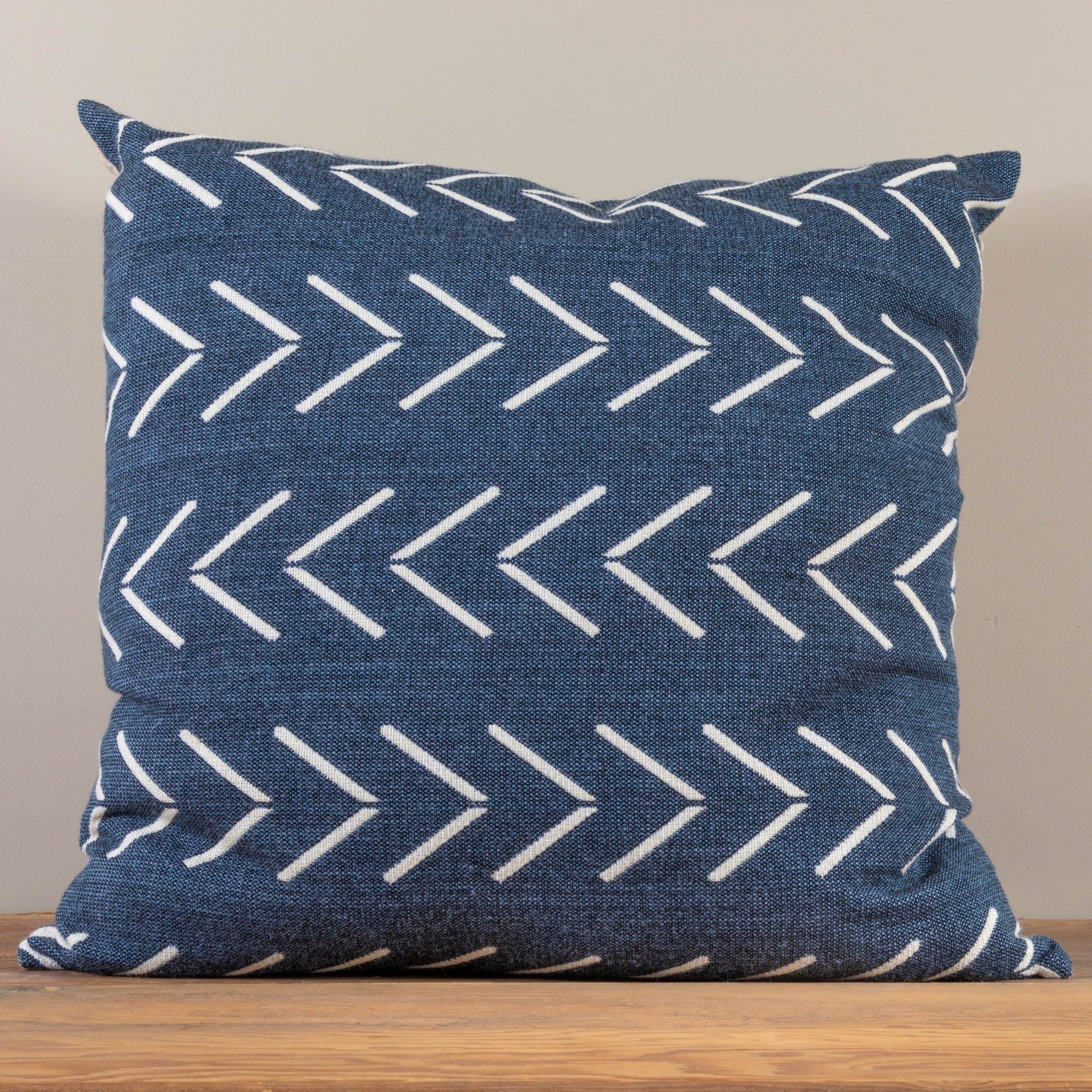 Alpaca Square Pillow, Navy with Chevrons