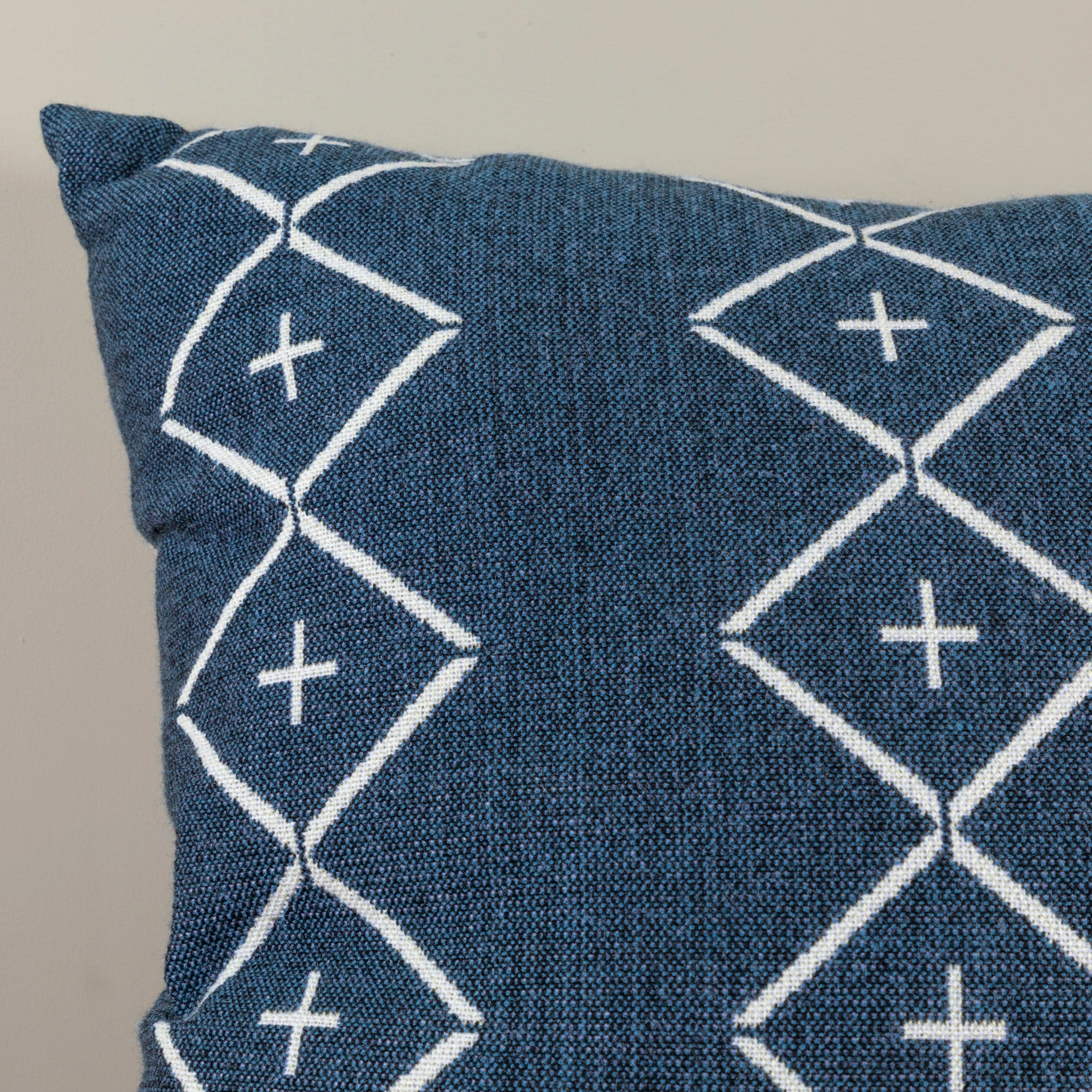 Alpaca Square Pillow, Navy with Diamond & Plus