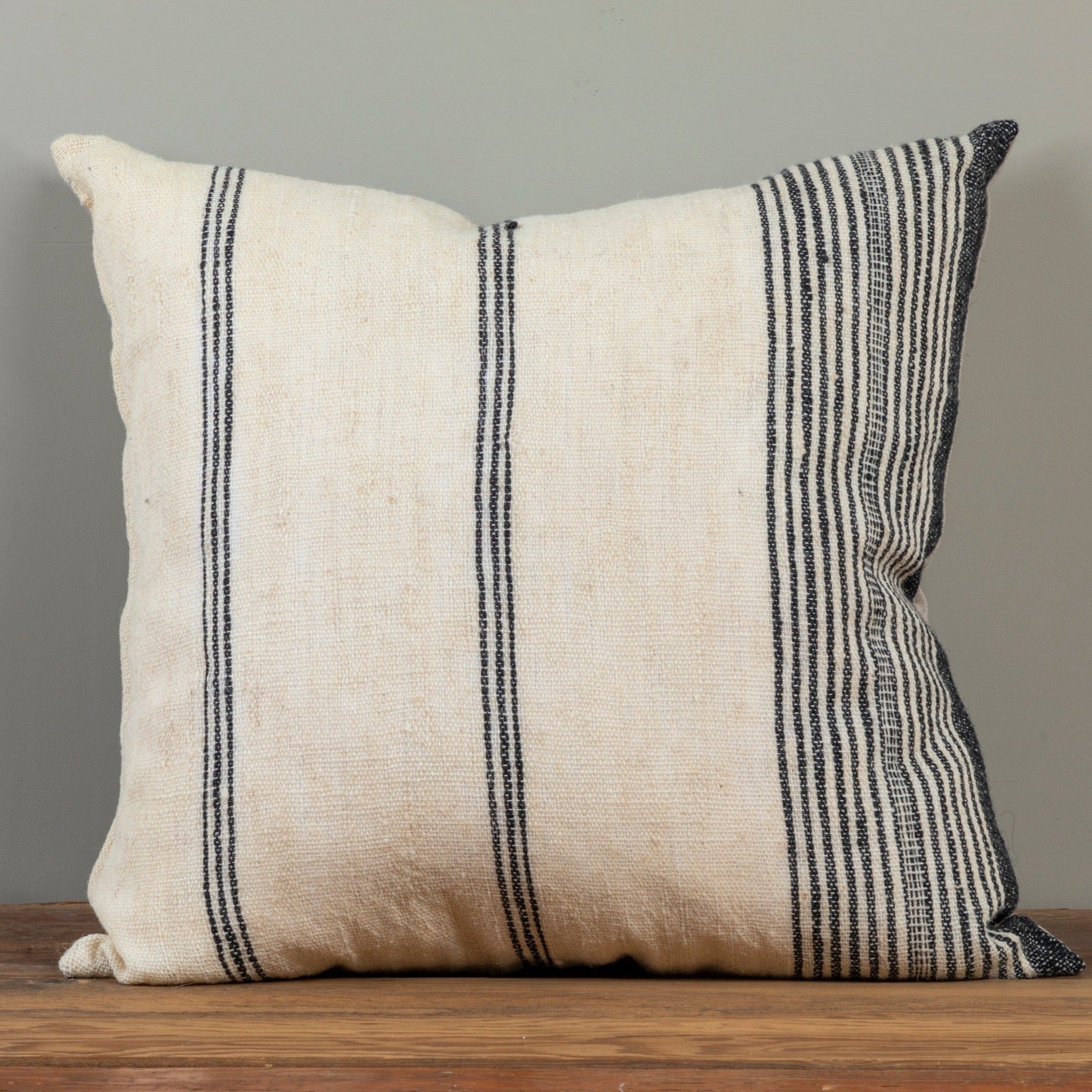 Joey Square Pillow, Ivory & Black