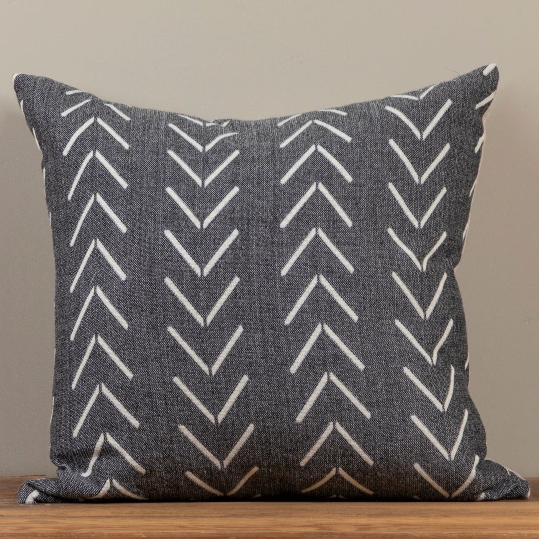 Alpaca Square Pillow, Grey with Chevrons