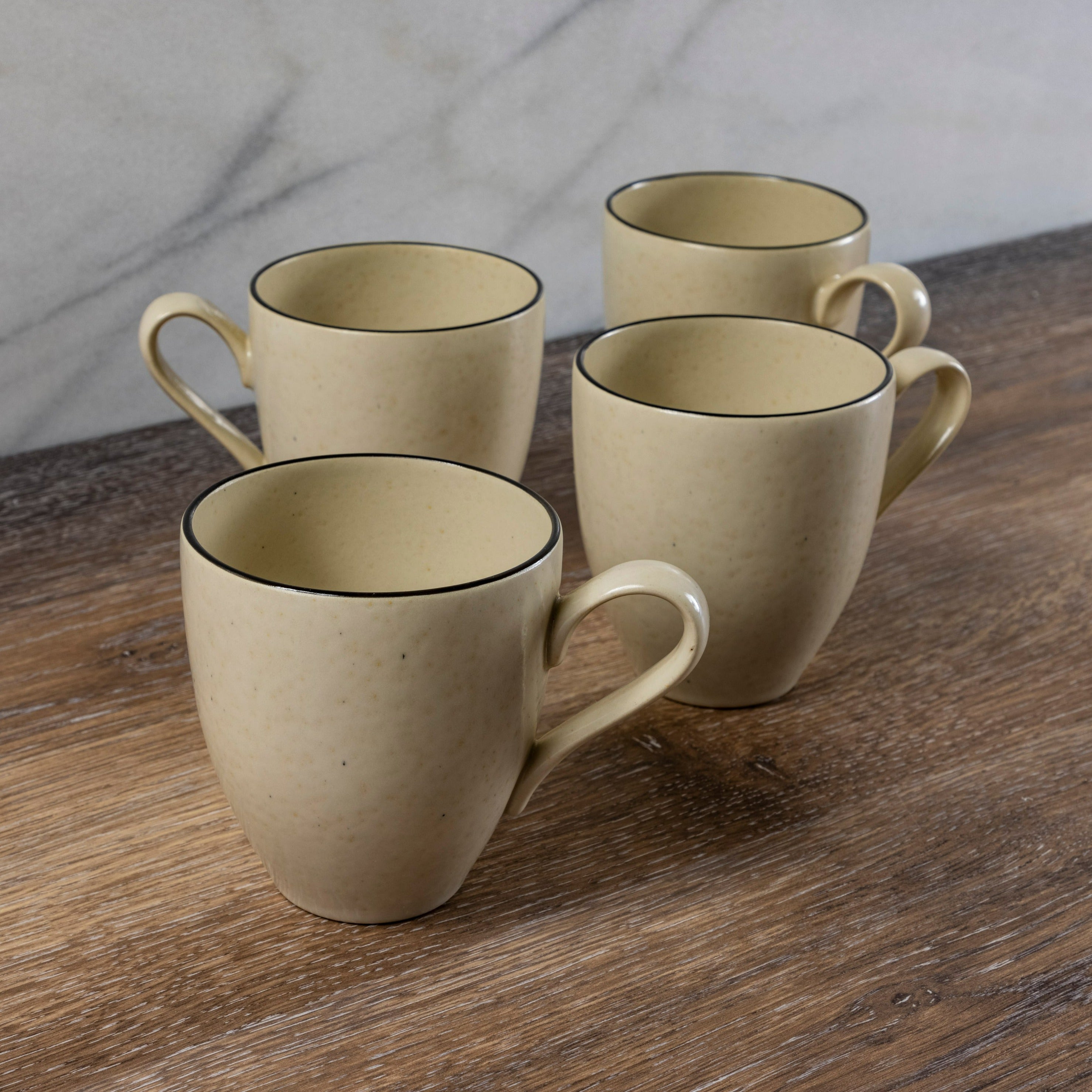 Augusta Mug, Natural with Black, Set of 6