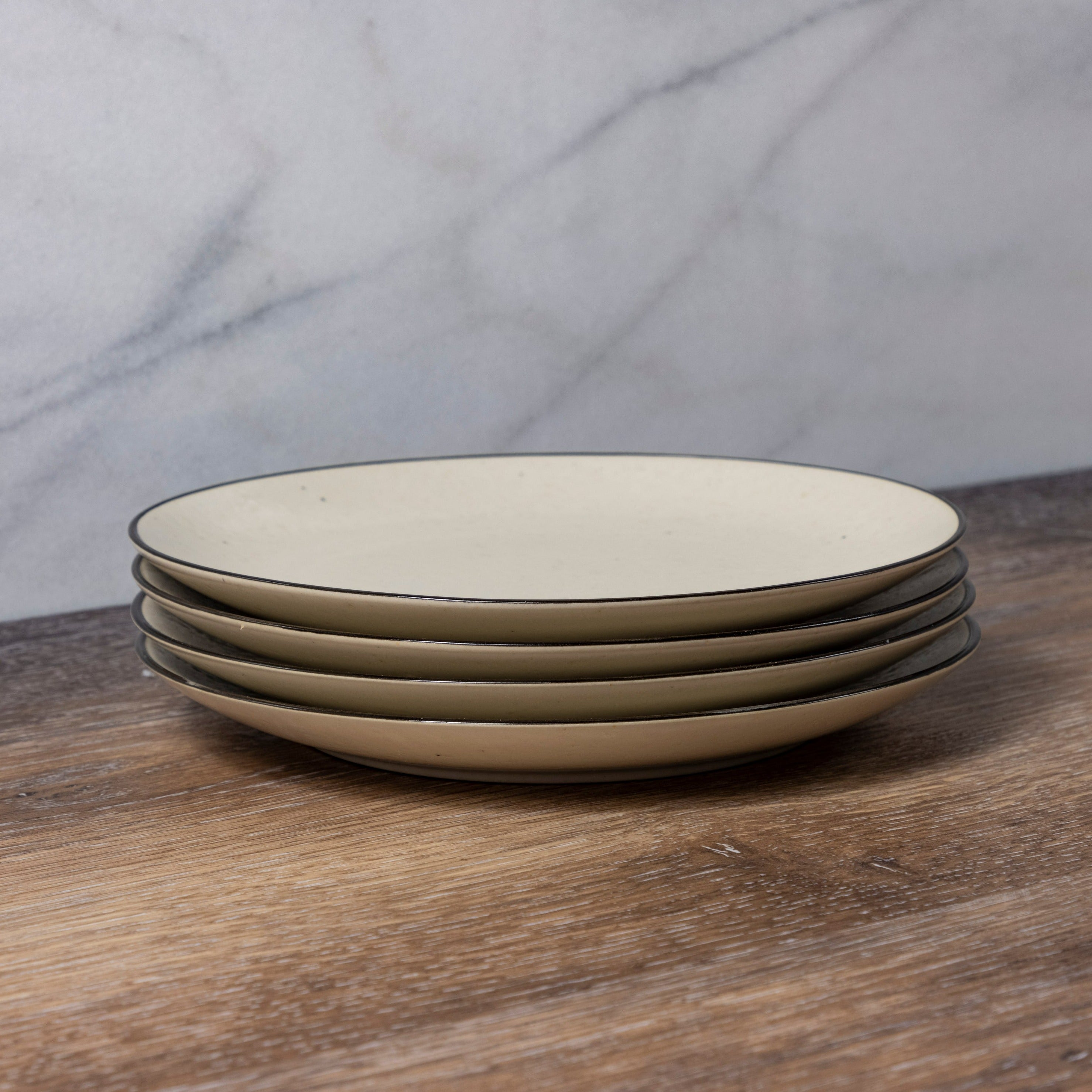 Augusta Side Plate, Natural with Black, Set of 4