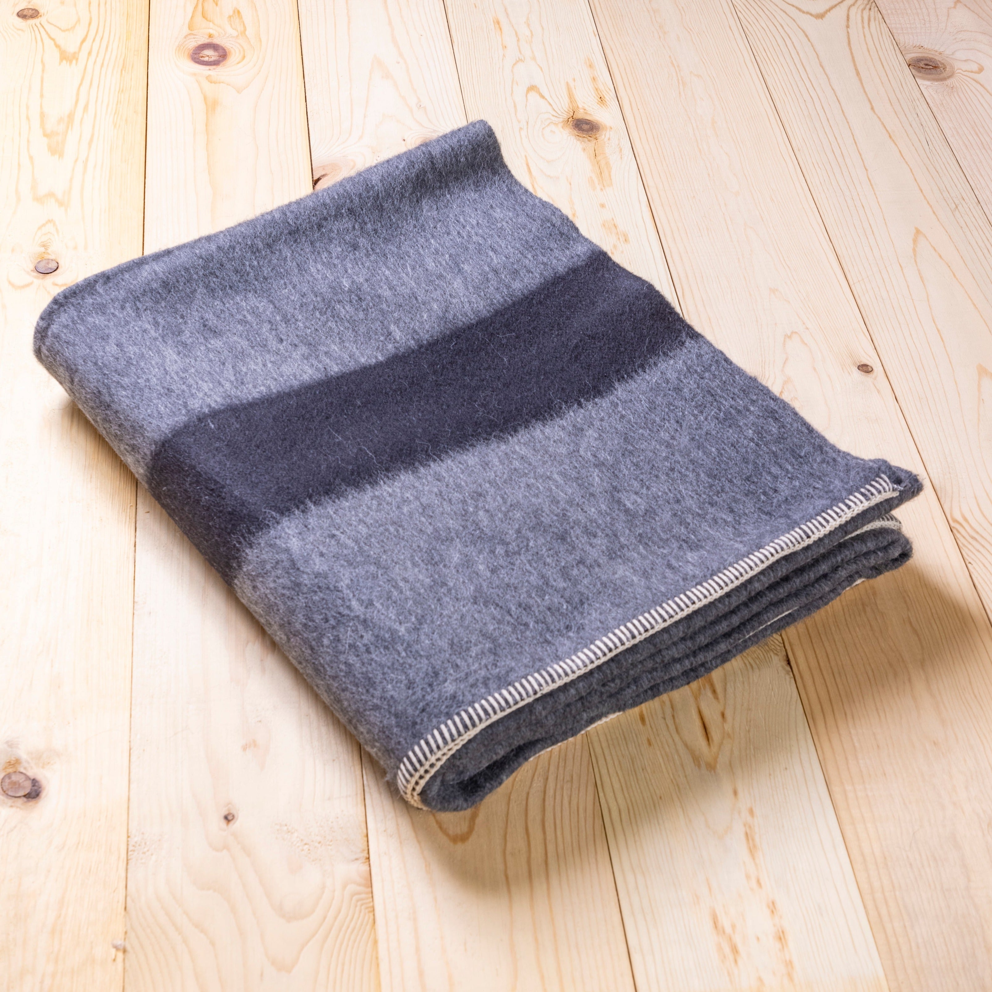 Siempre Blanket, Charcoal with Black Stripe