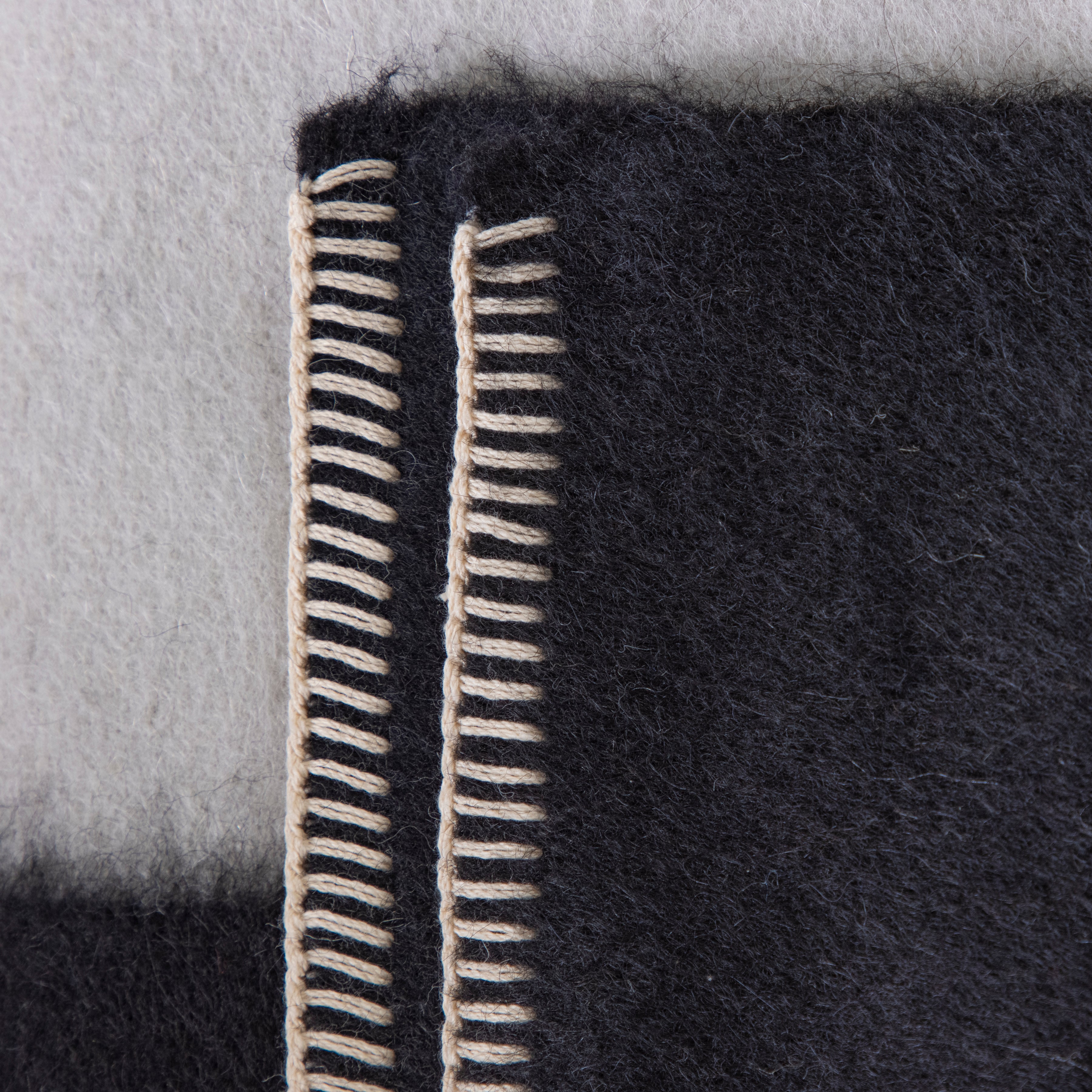 Siempre Blanket, Black with Ivory Stripe