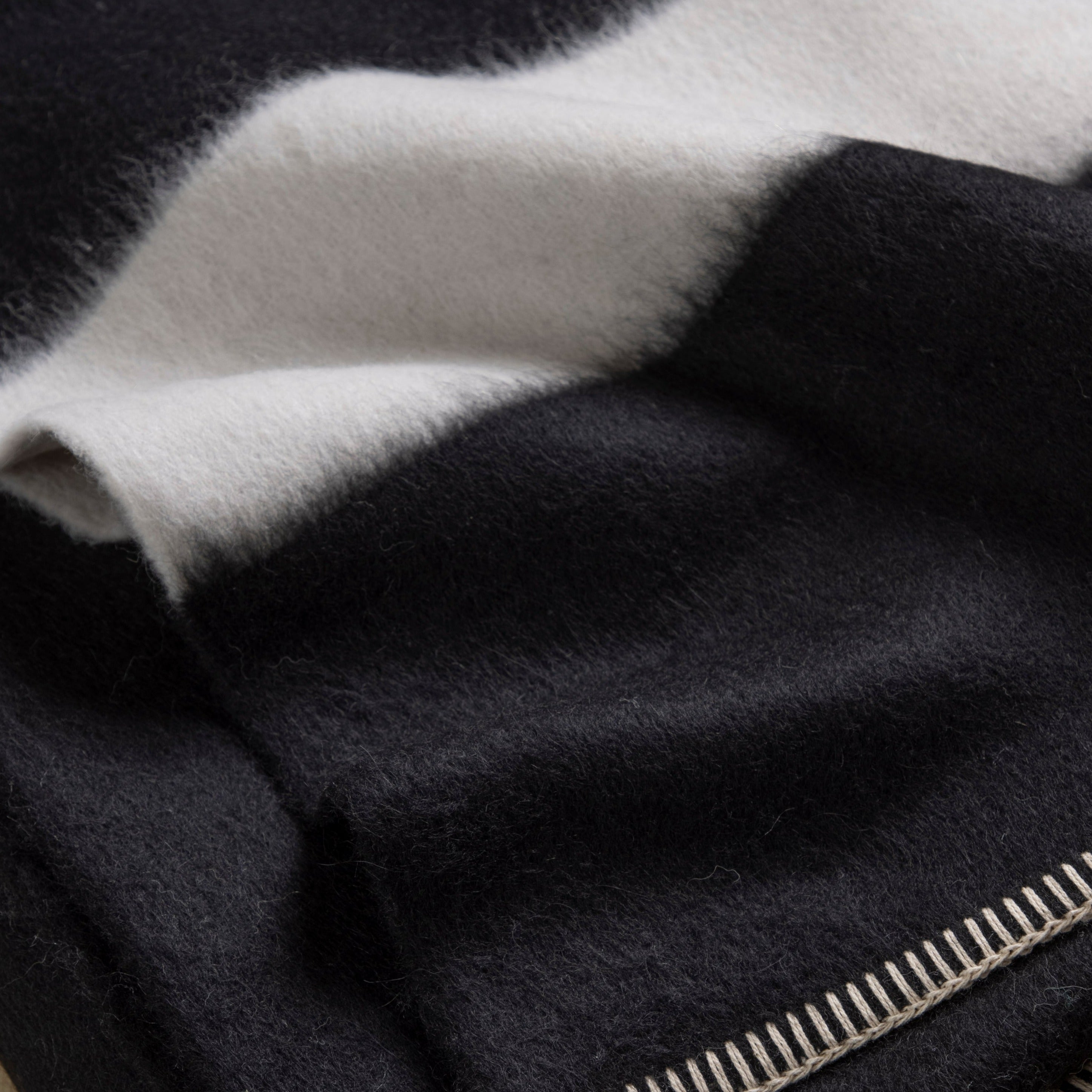 Siempre Blanket, Black with Ivory Stripe