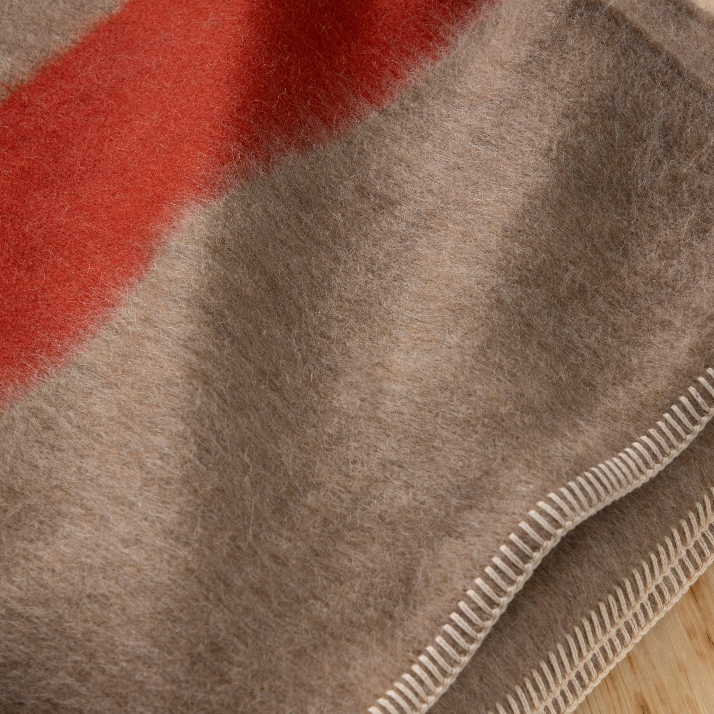 Siempre Blanket, Sand with Red Stripe