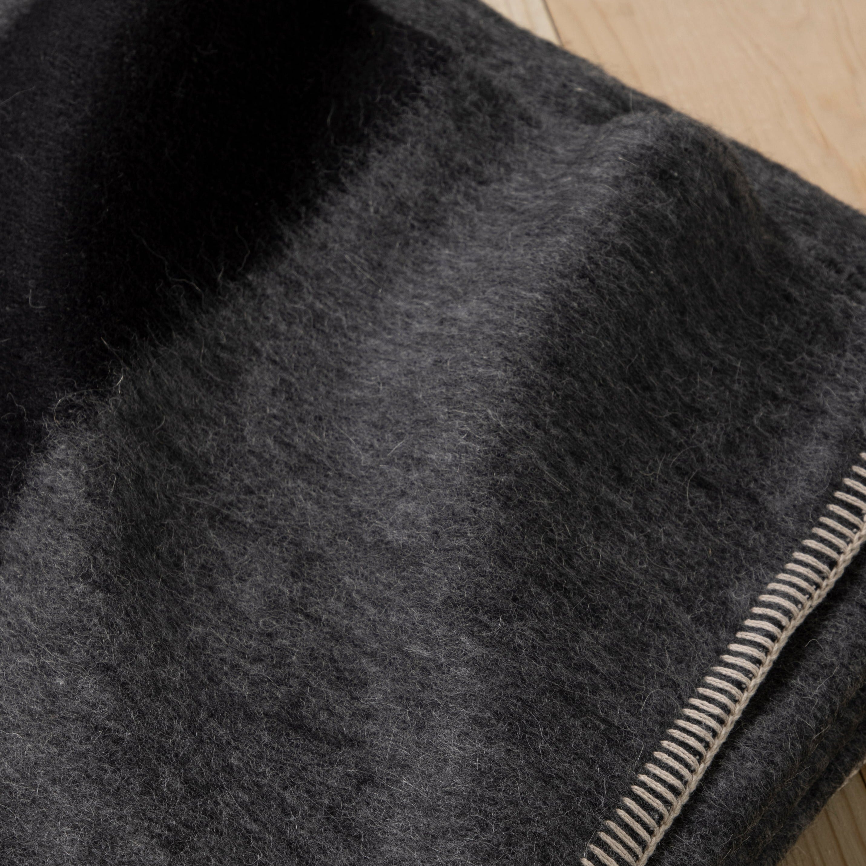 Siempre Blanket, Charcoal with Black Stripe