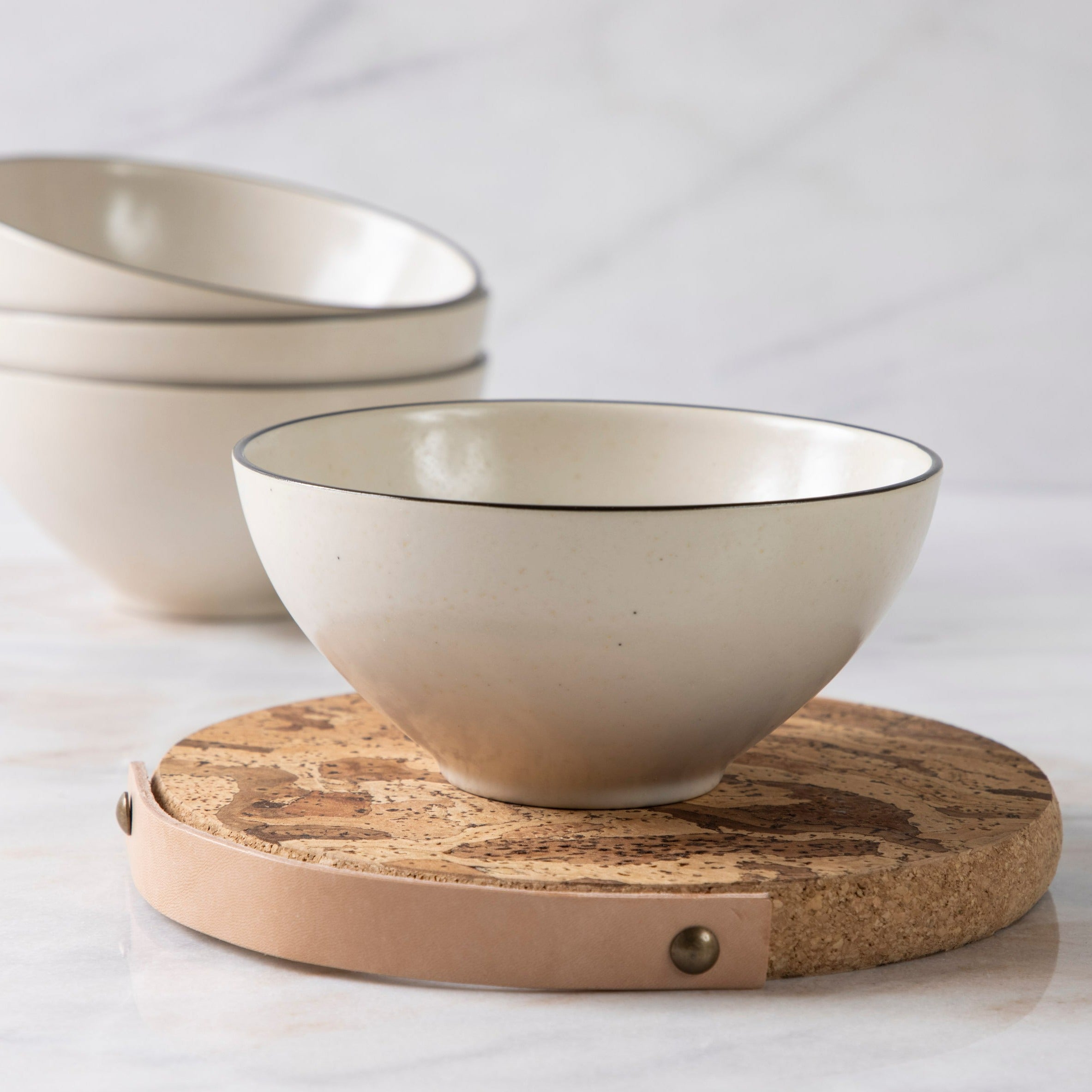 Cork Trivet with Leather Handle, Small