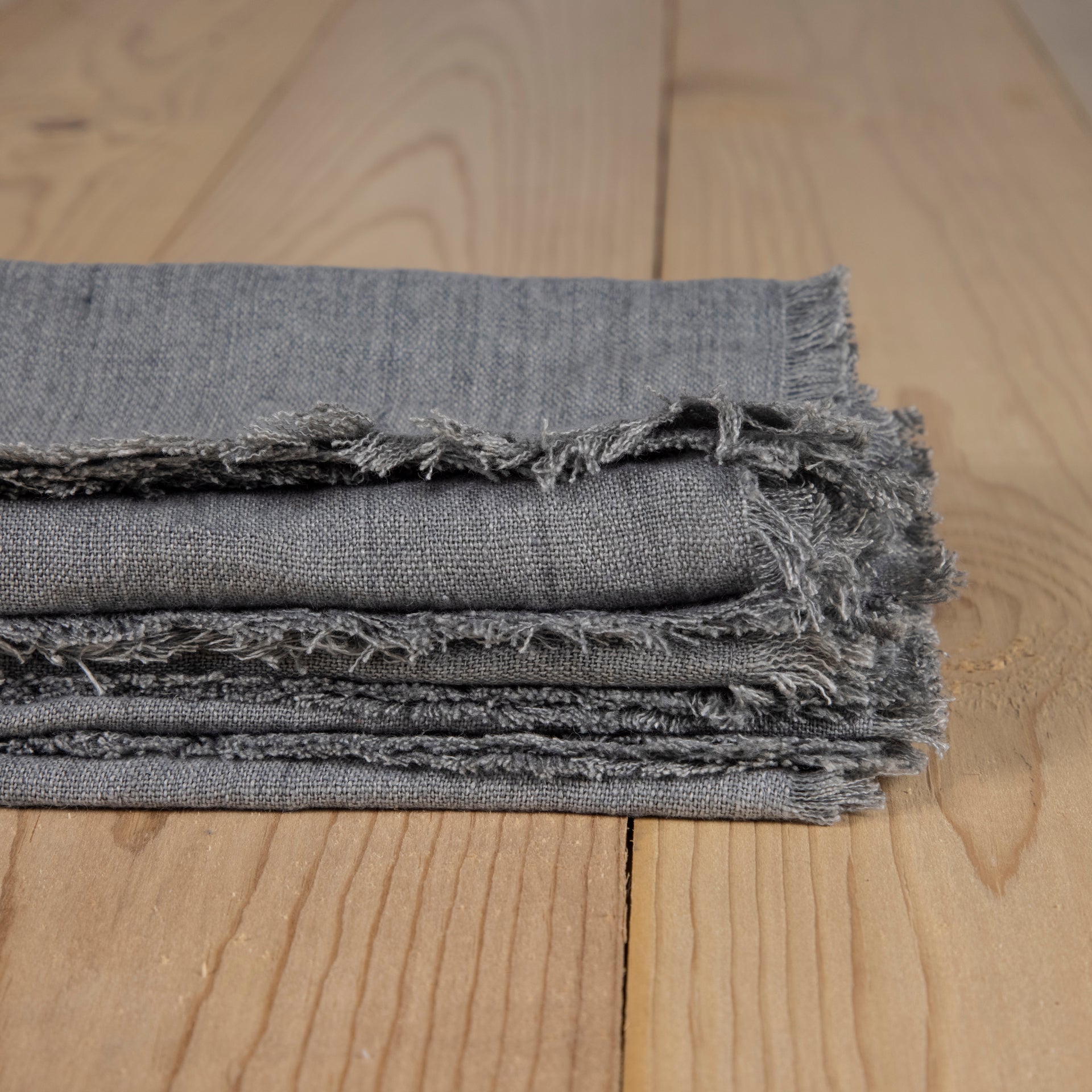 Stone Washed Linen Dinner Napkins, Grey, Set of 4