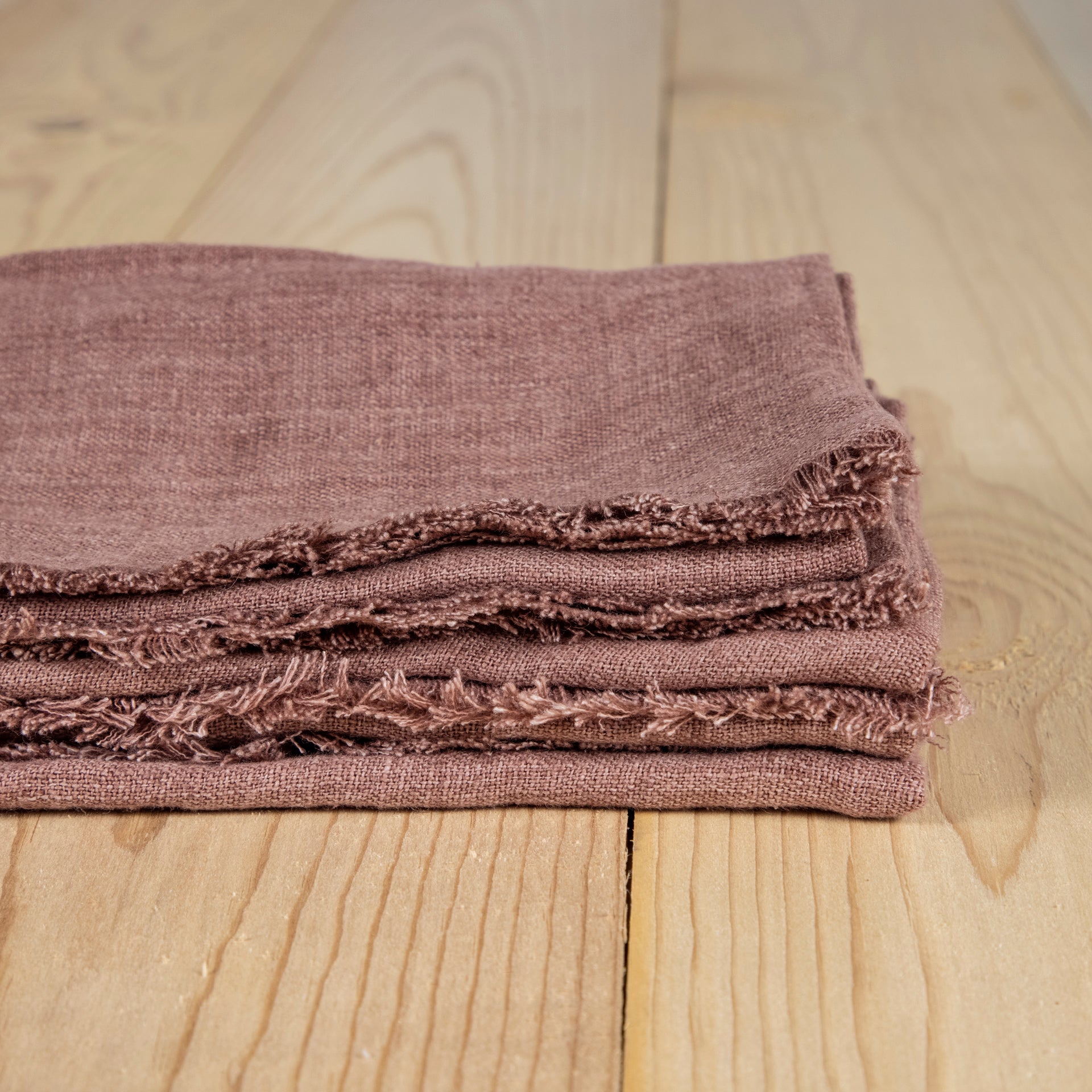 Stone Washed Linen Dinner Napkins, Rose, Set of 4