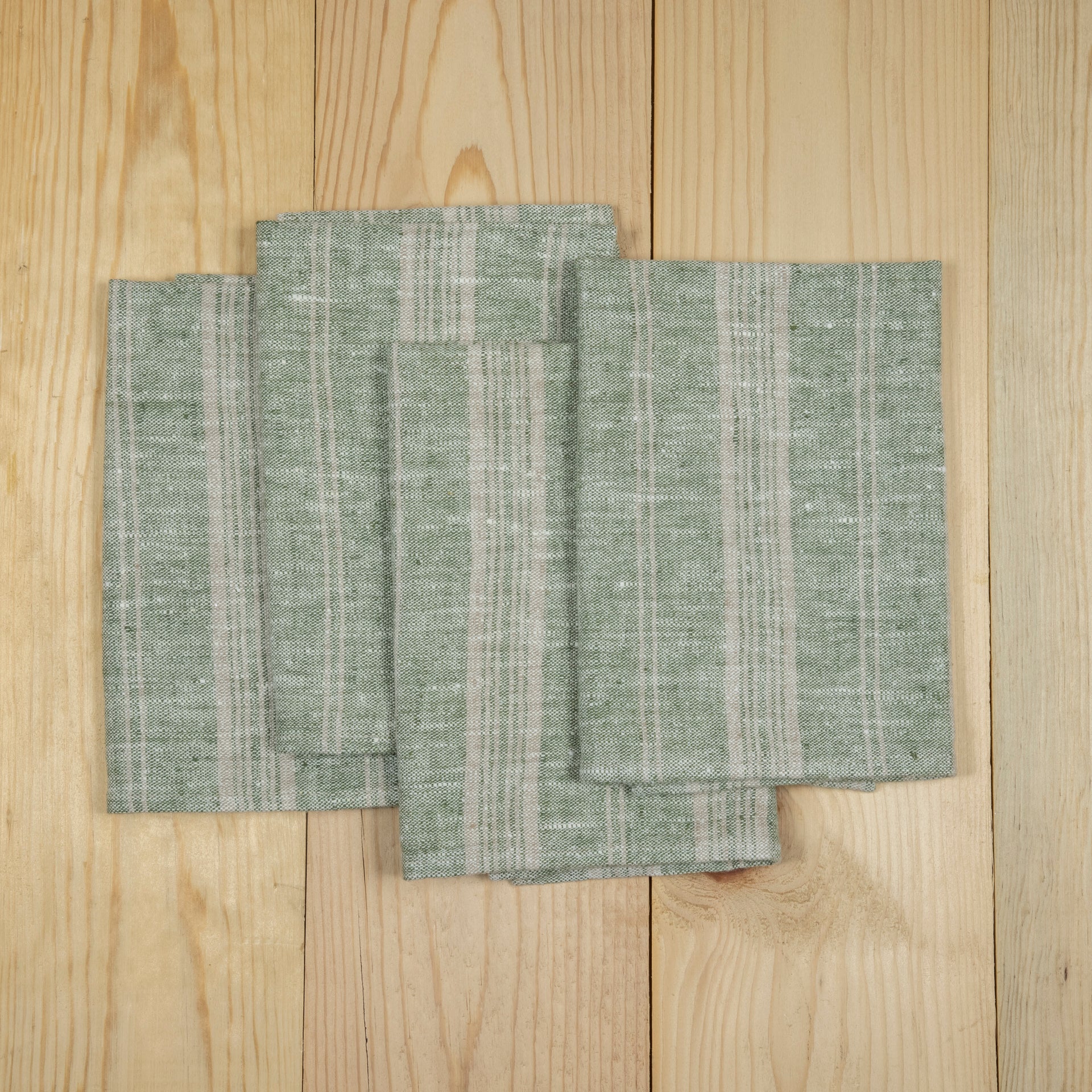 Multistripe Napkin, Forest Green and Natural, Set of 4