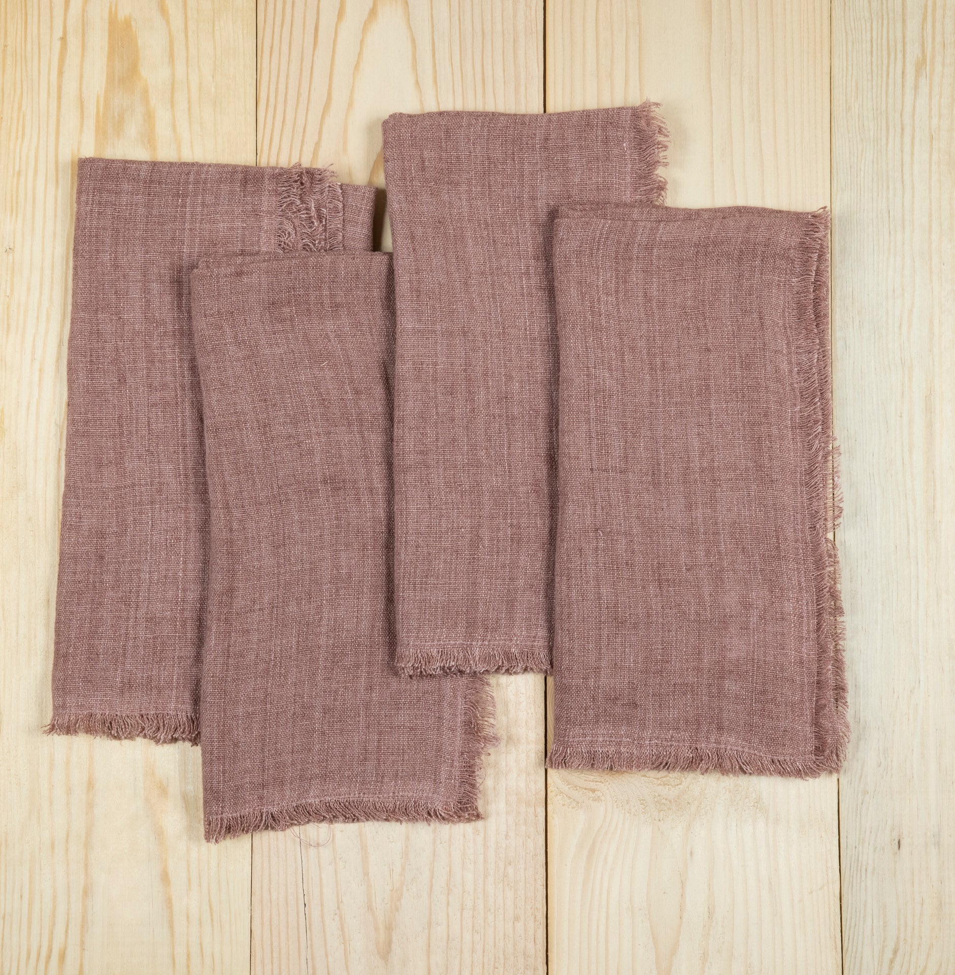 Stone Washed Linen Dinner Napkins, Rose, Set of 4