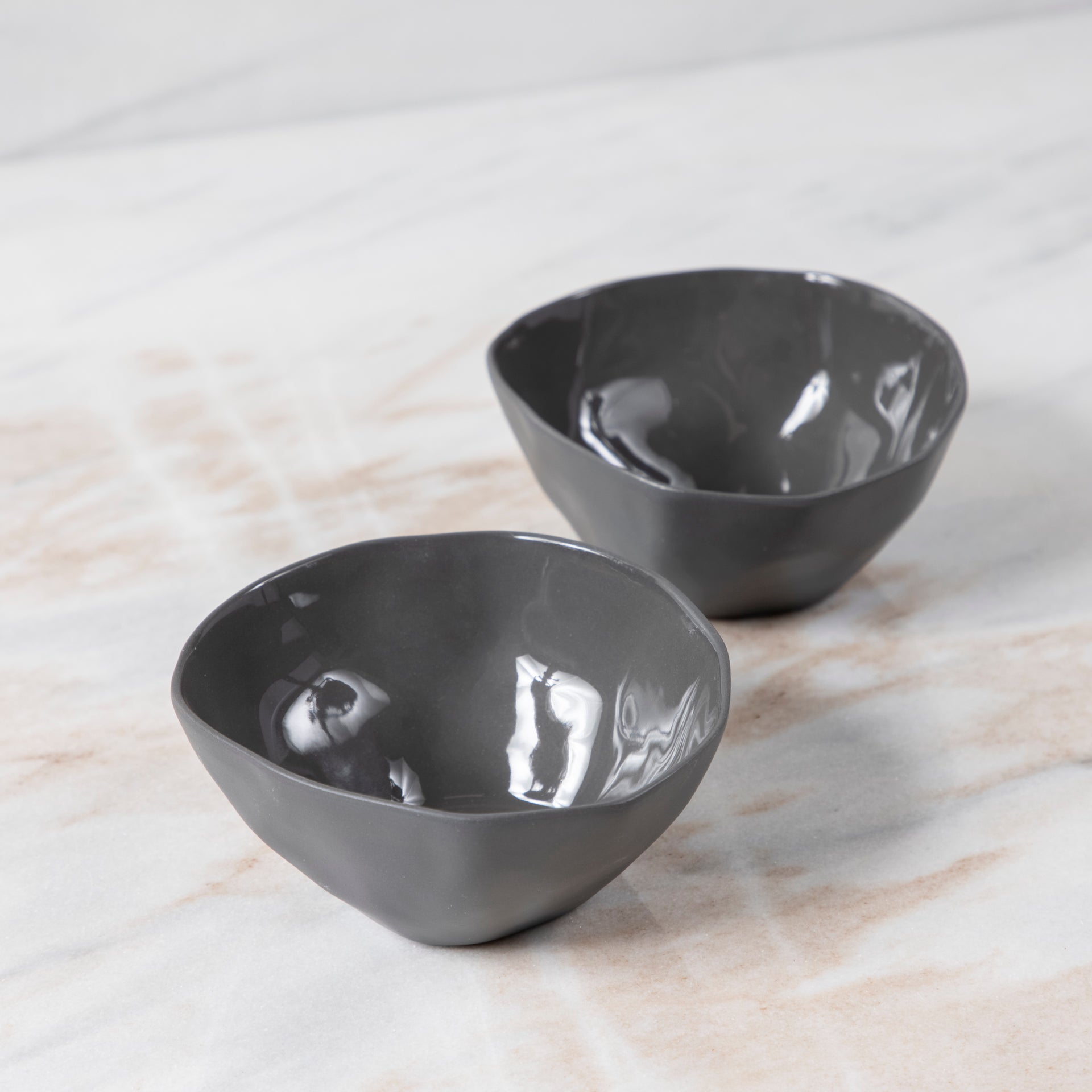 Tam Stoneware Pinch Bowl, Slate, Set of 2