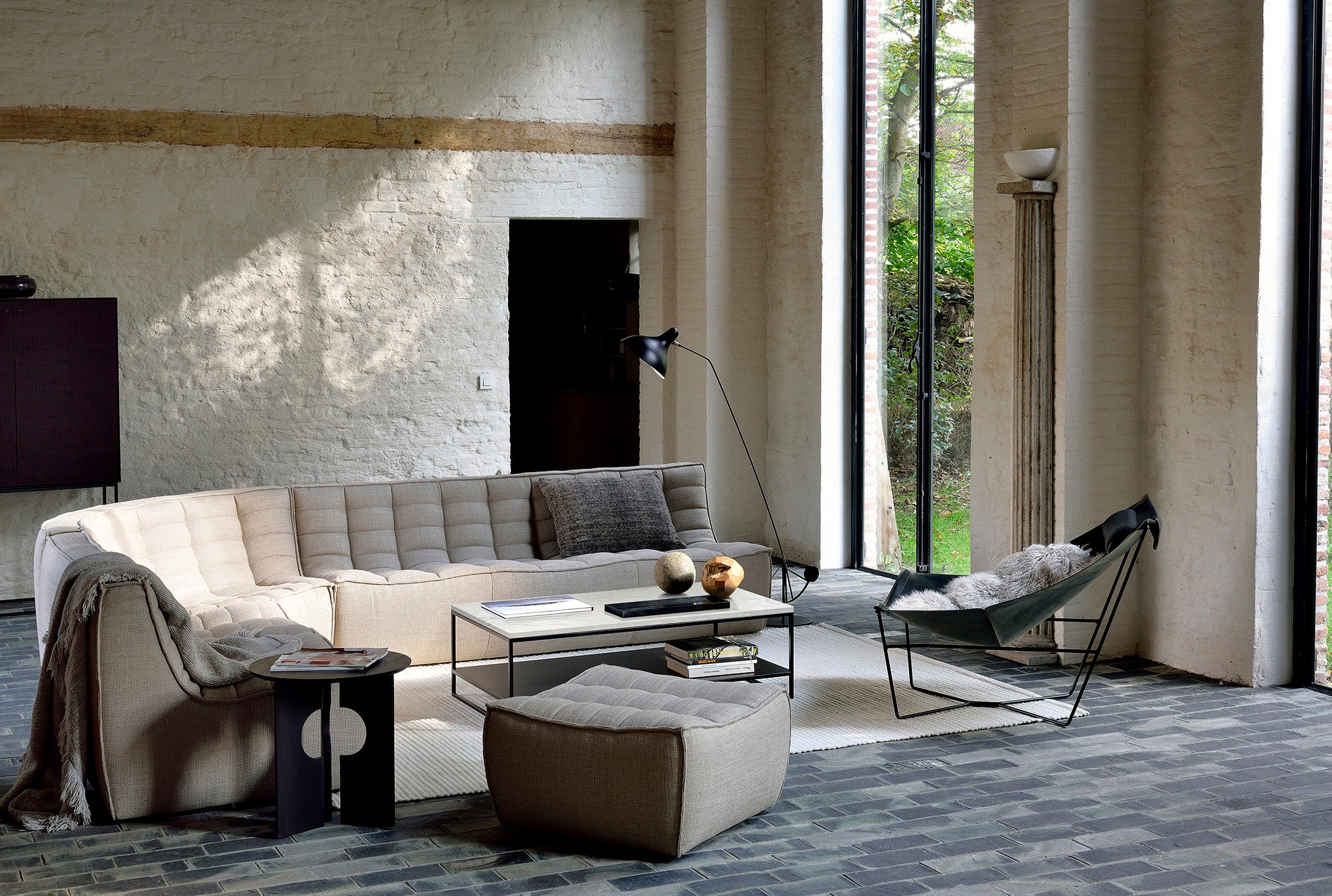 N701 Round Corner Sofa, Beige