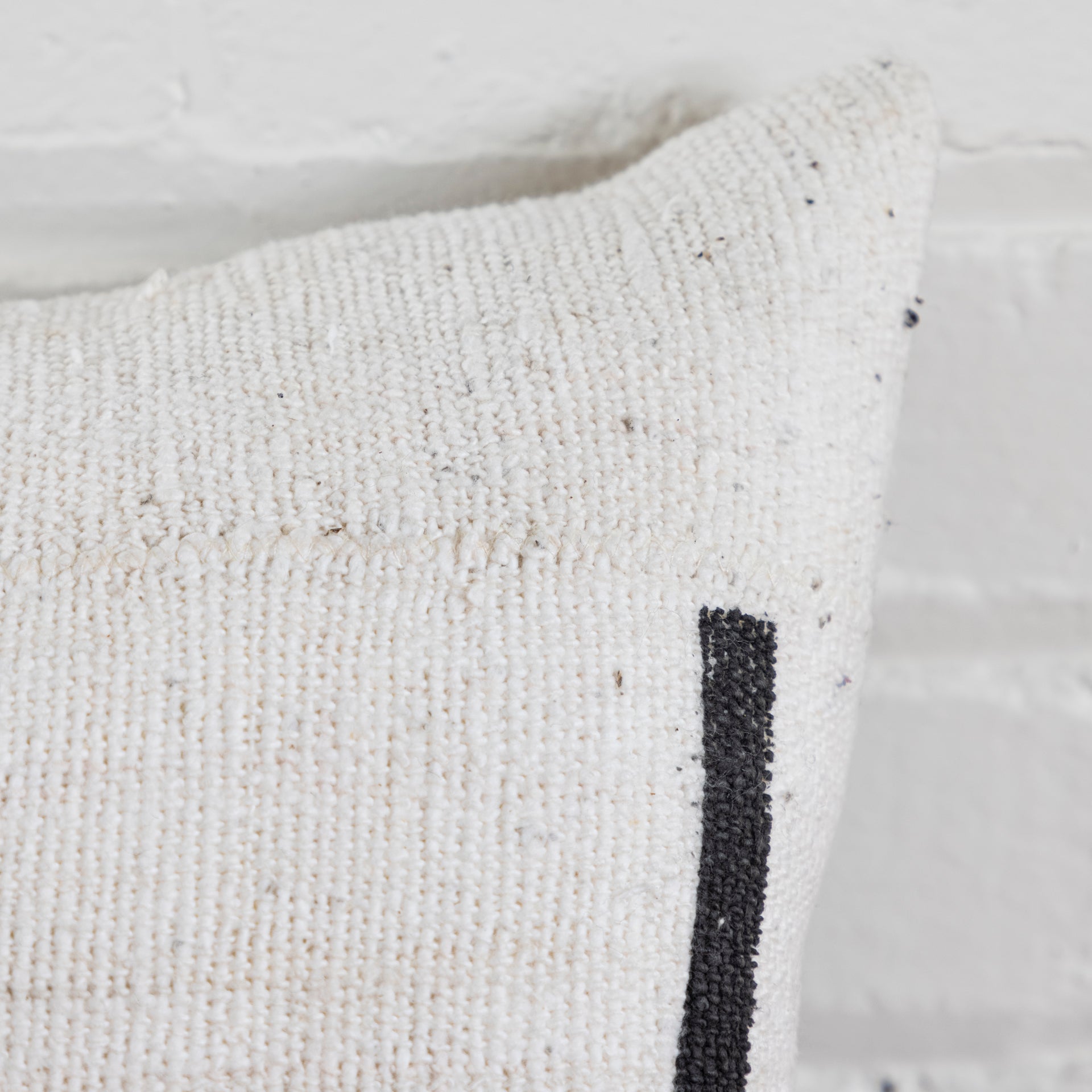 Mud Cloth Square Pillow, White with Black Dashes