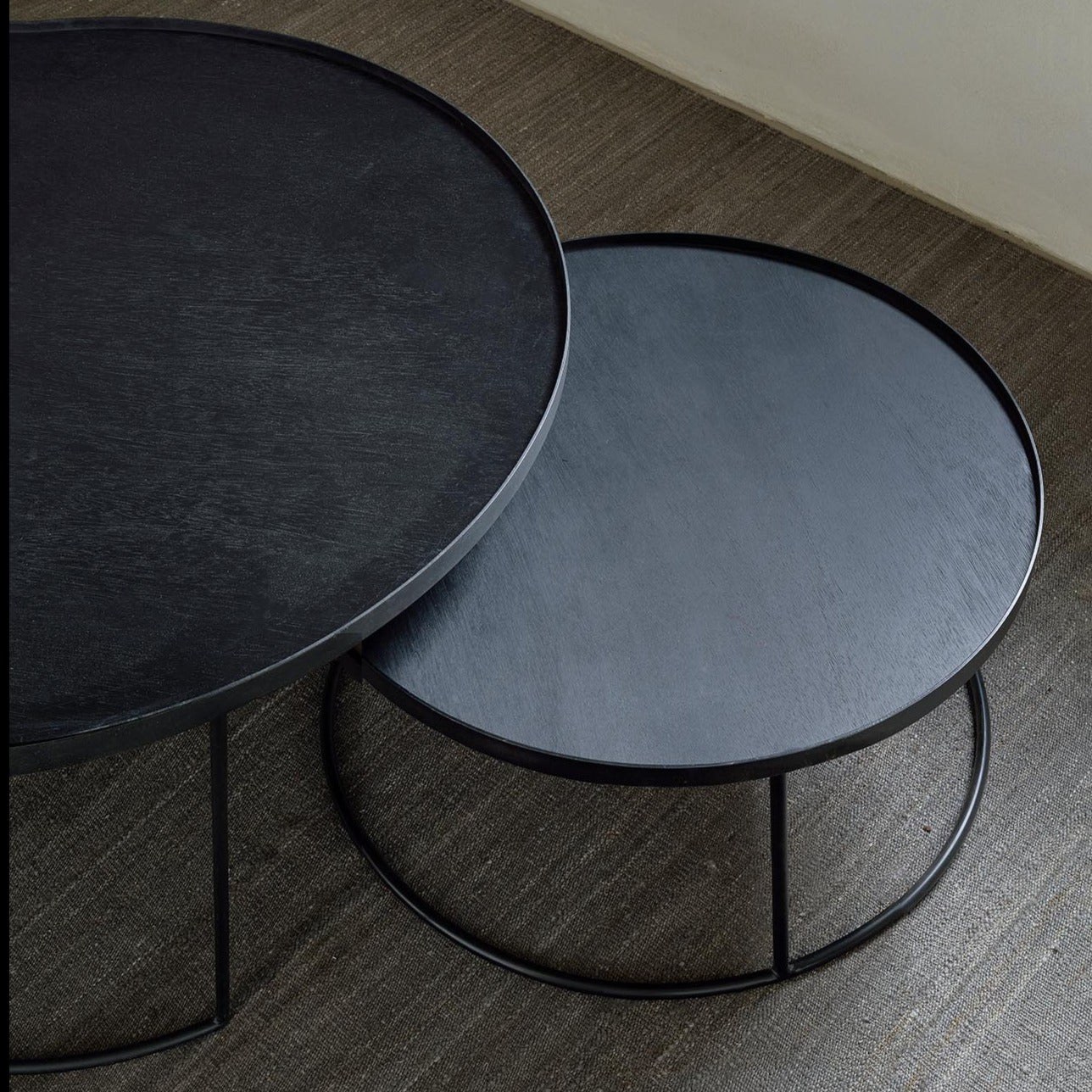 Round Tray Coffee Table Set, L & XL (Trays Not Included)