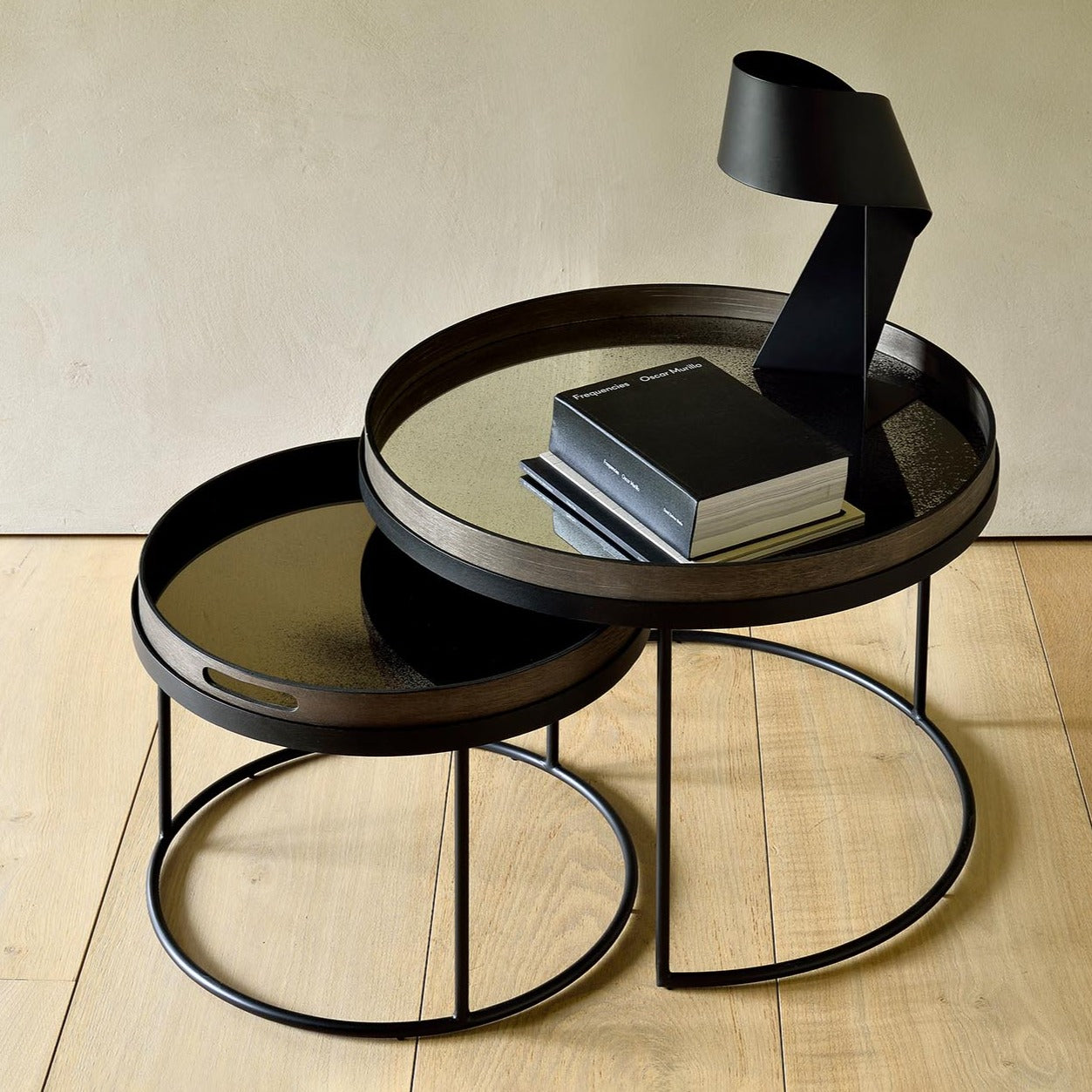 Round Tray Coffee Table Set, L & XL (Trays Not Included)