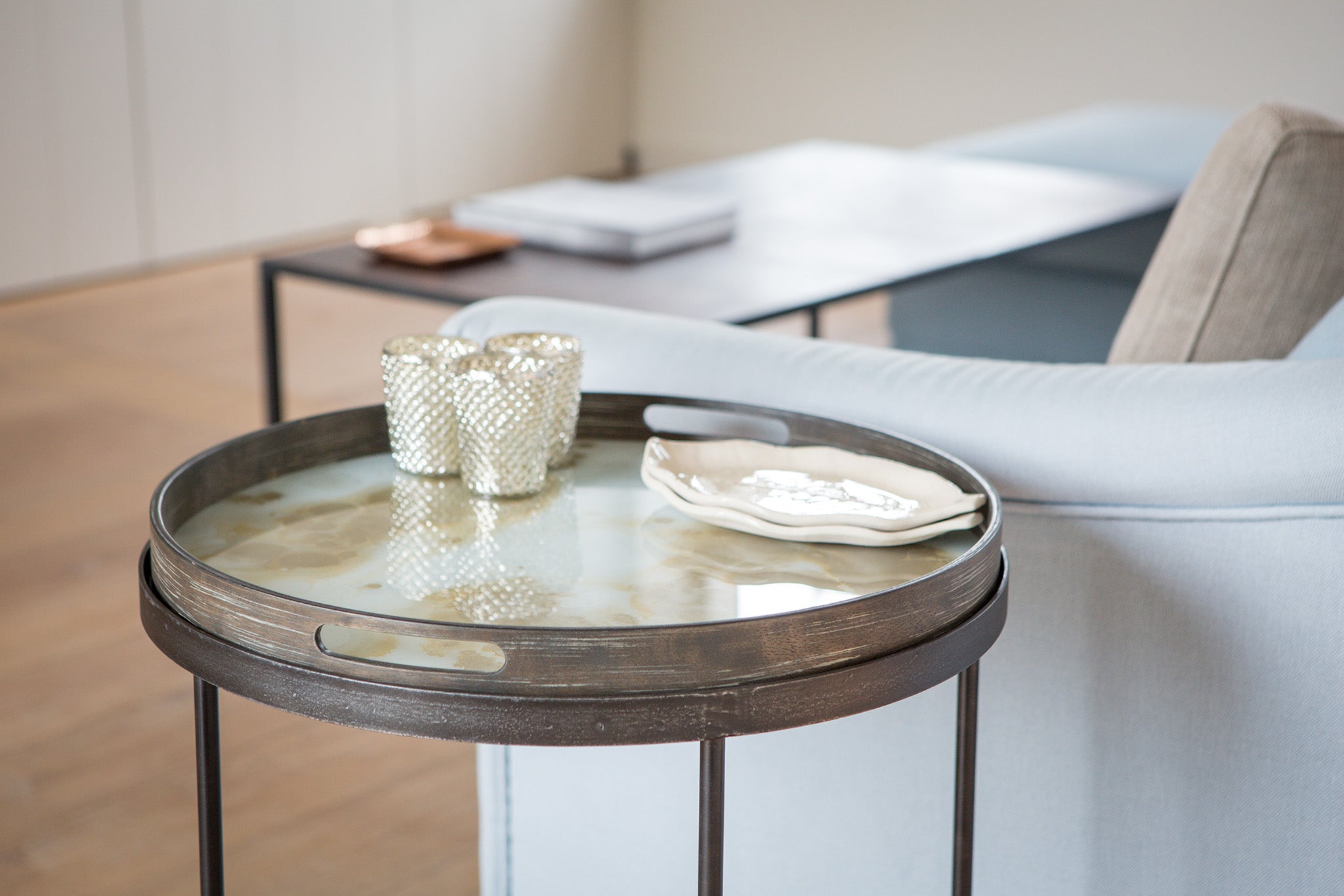 Round Tray Side Table, Small (Tray Not Included)