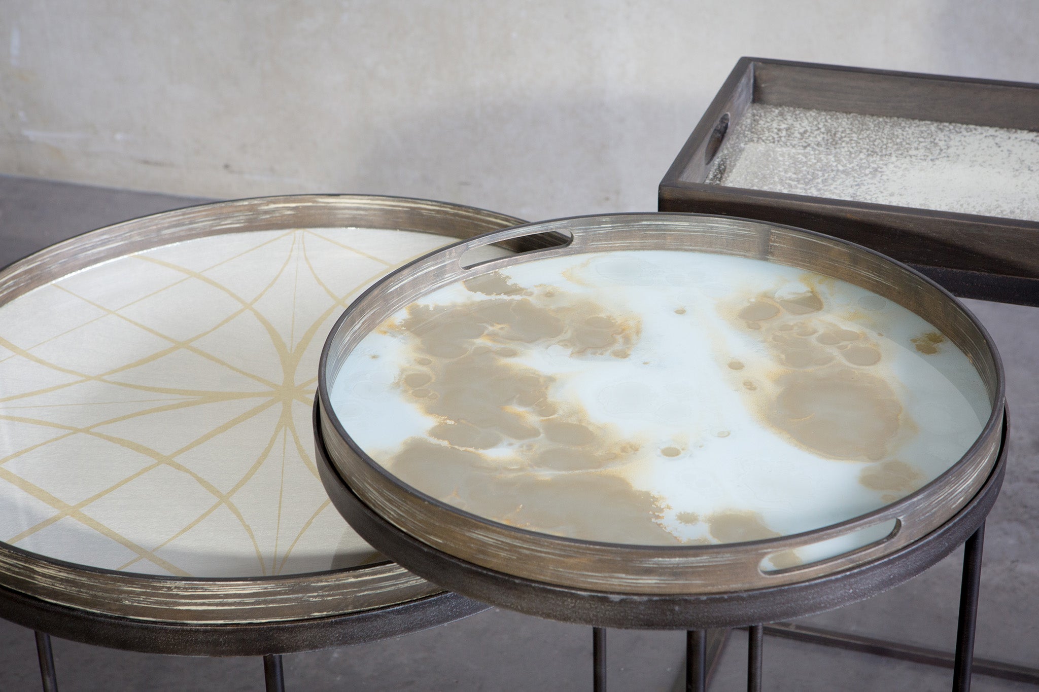 Round Tray Side Tables, Set of 2 (Trays Not Included)