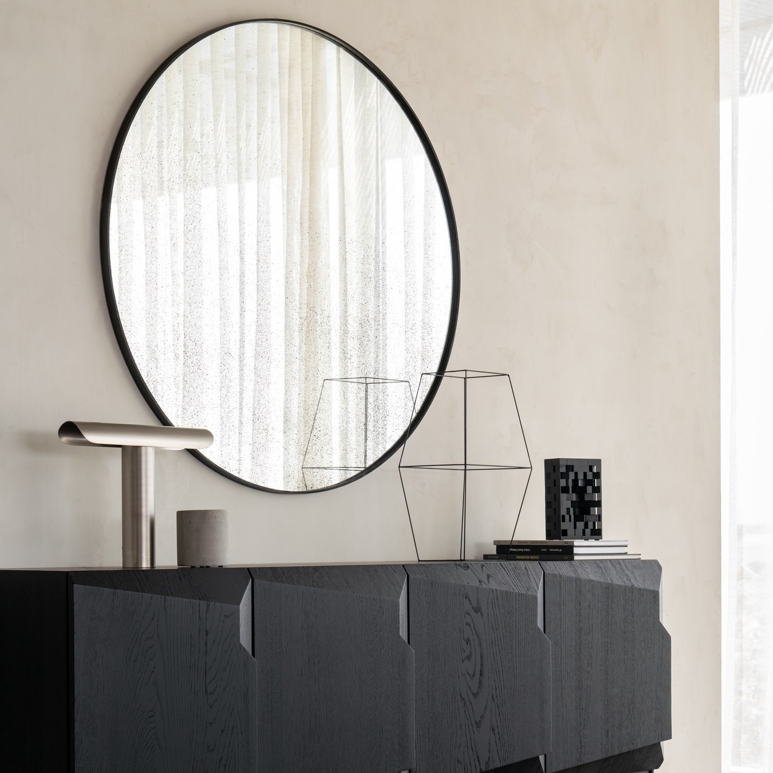 Aged Round Wall Mirror, 36.5, Clear