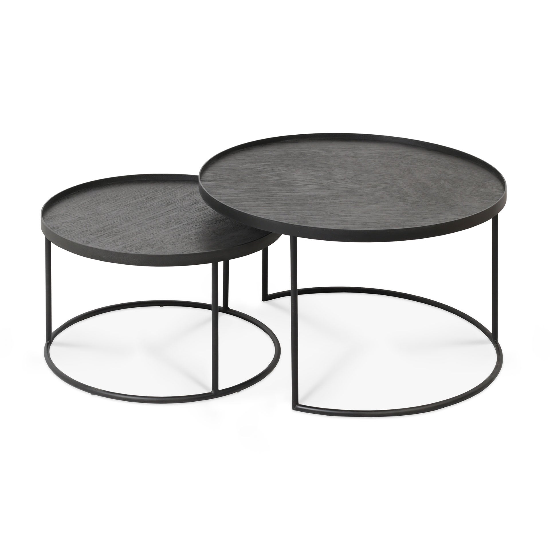 Round Tray Coffee Table Set, S & L (Trays Not Included)