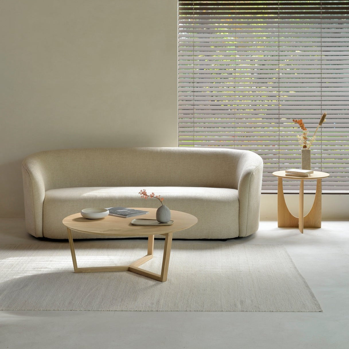 Geometric Side Table, Oak