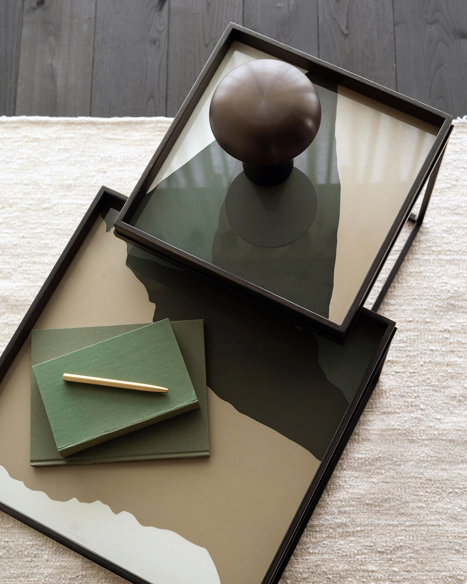 Square Tray Coffee Table Set, S & L (Trays Not Included)