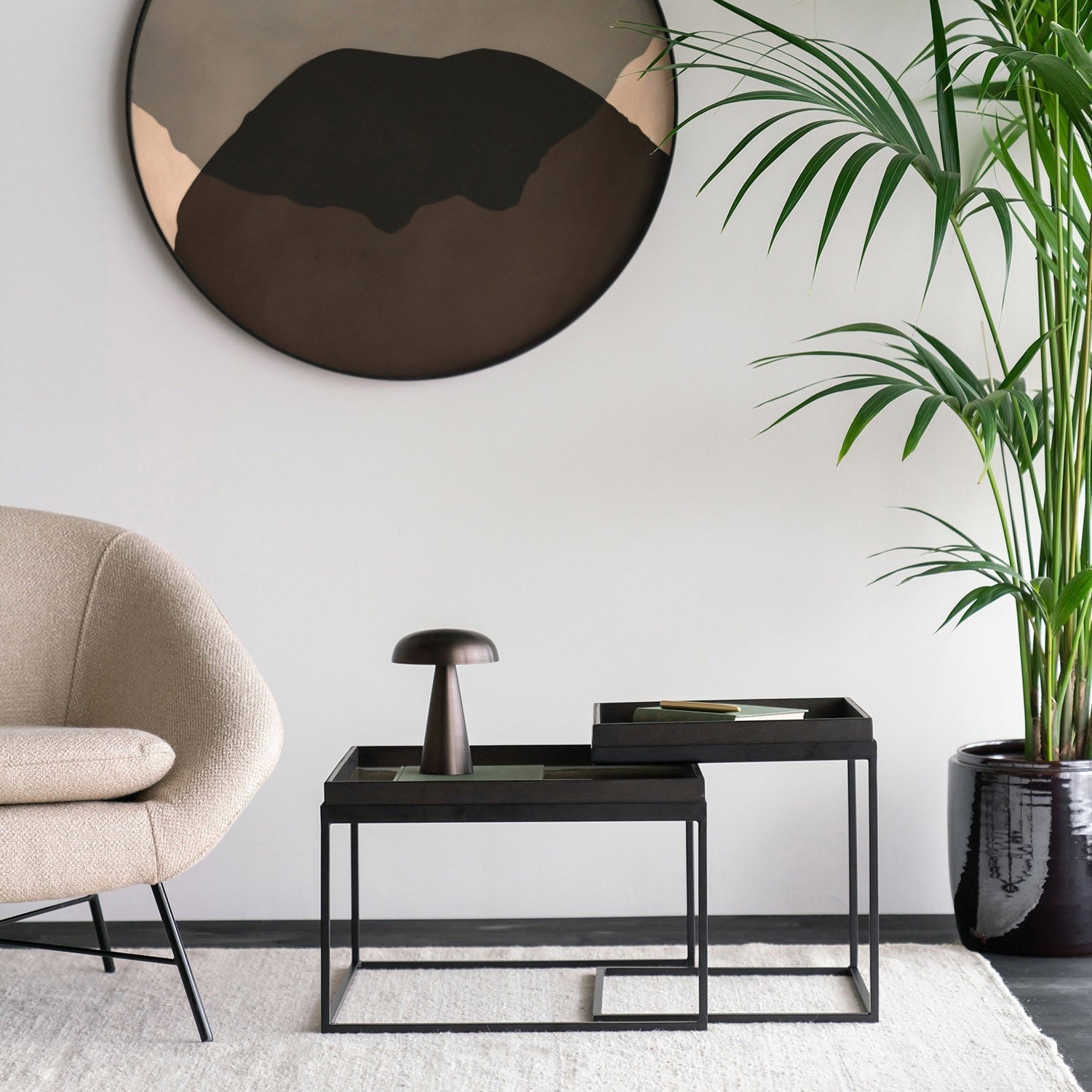 Square Tray Coffee Table Set, S & L (Trays Not Included)