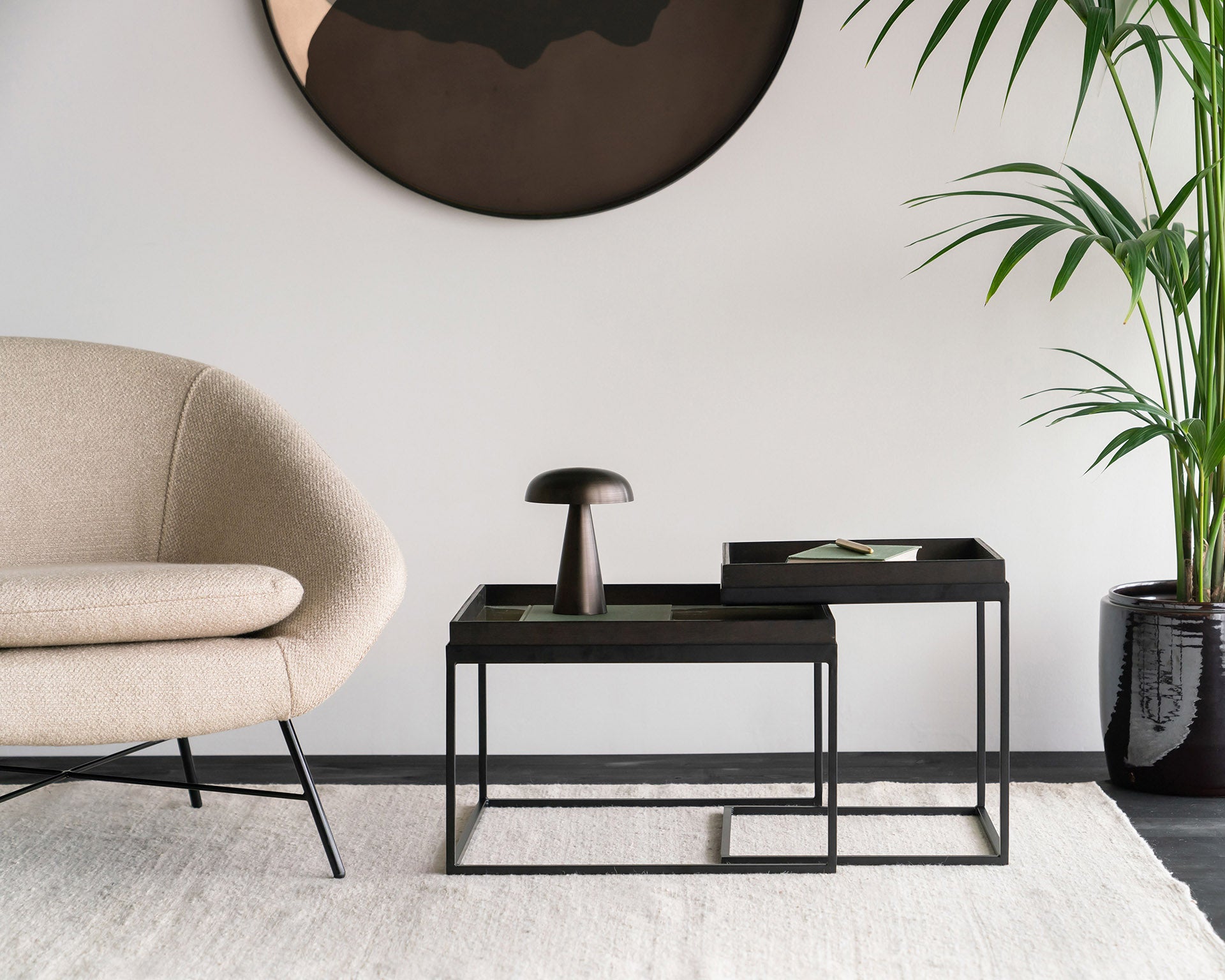 Square Tray Coffee Table Set, S & L (Trays Not Included)