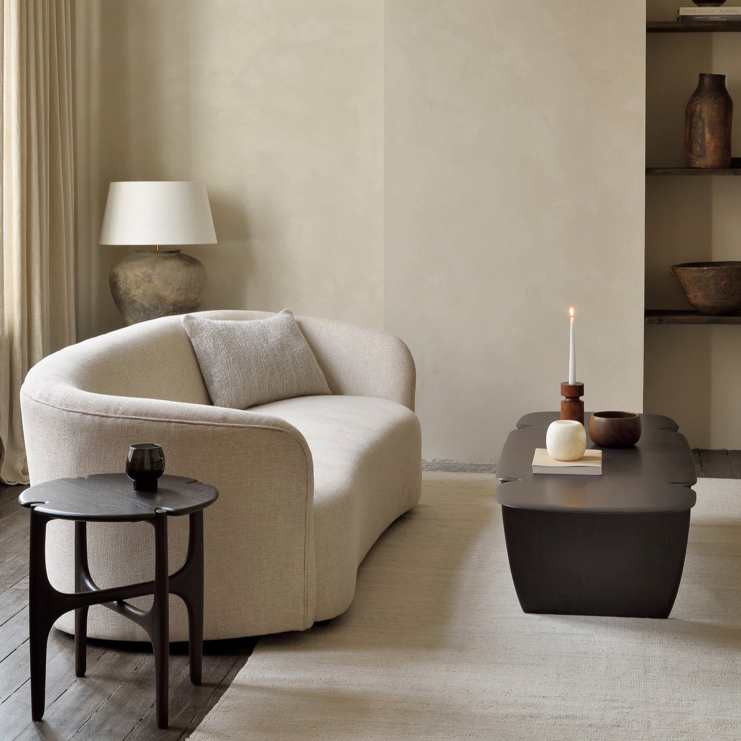 Pi Side Table, Dark Mahogany