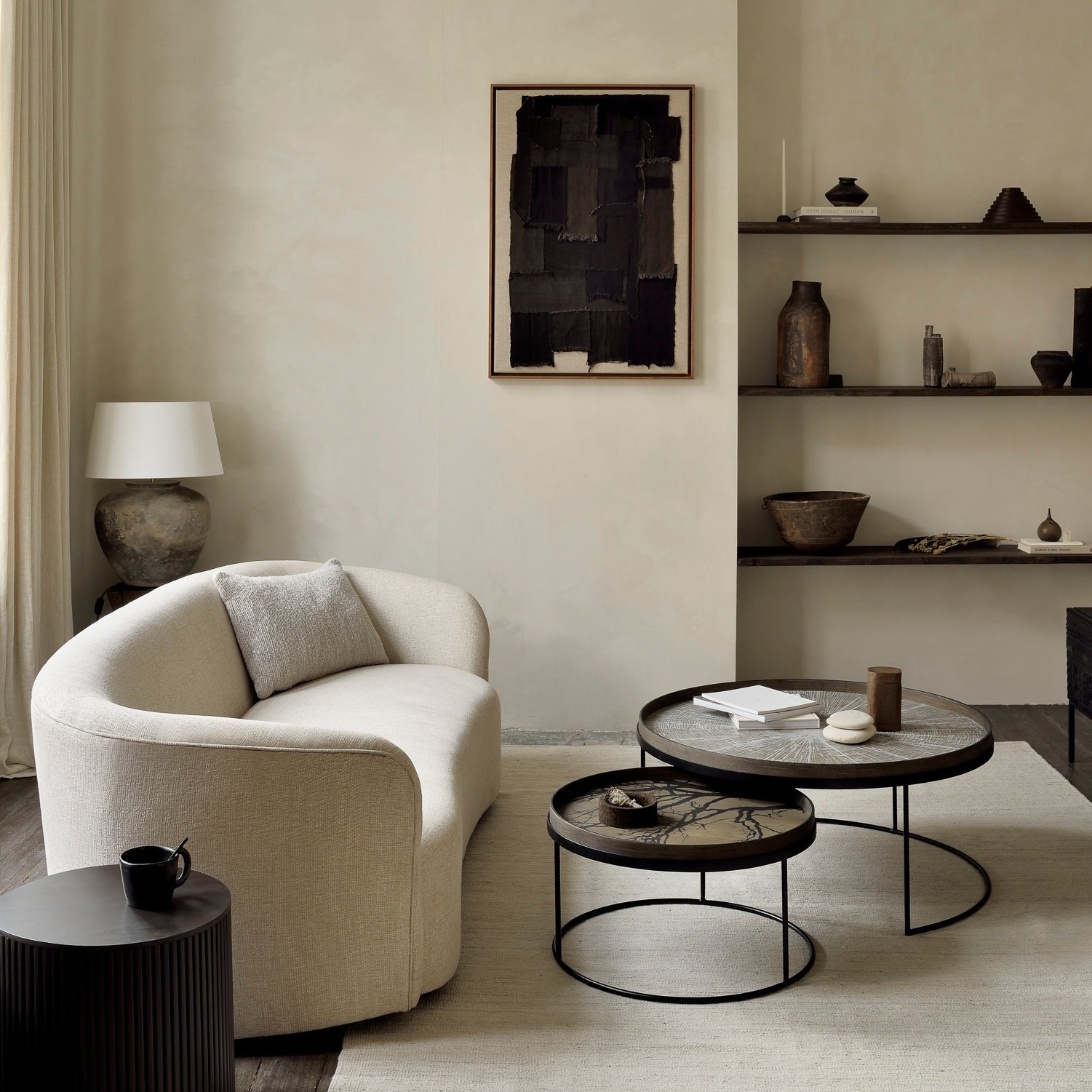 Round Tray Coffee Table Set, L & XL (Trays Not Included)