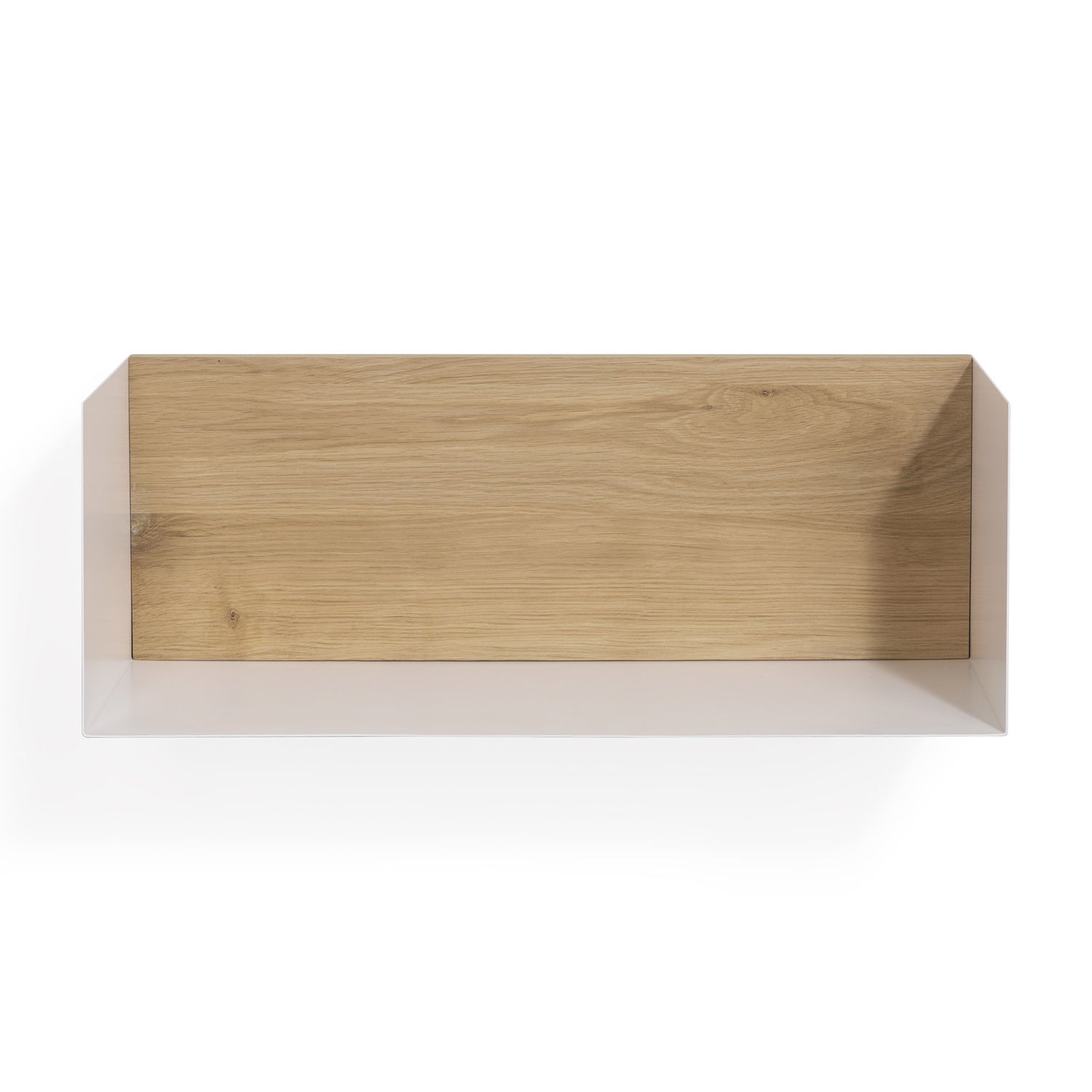 Solid Oak U Shelf with White Metal, 22&quot;