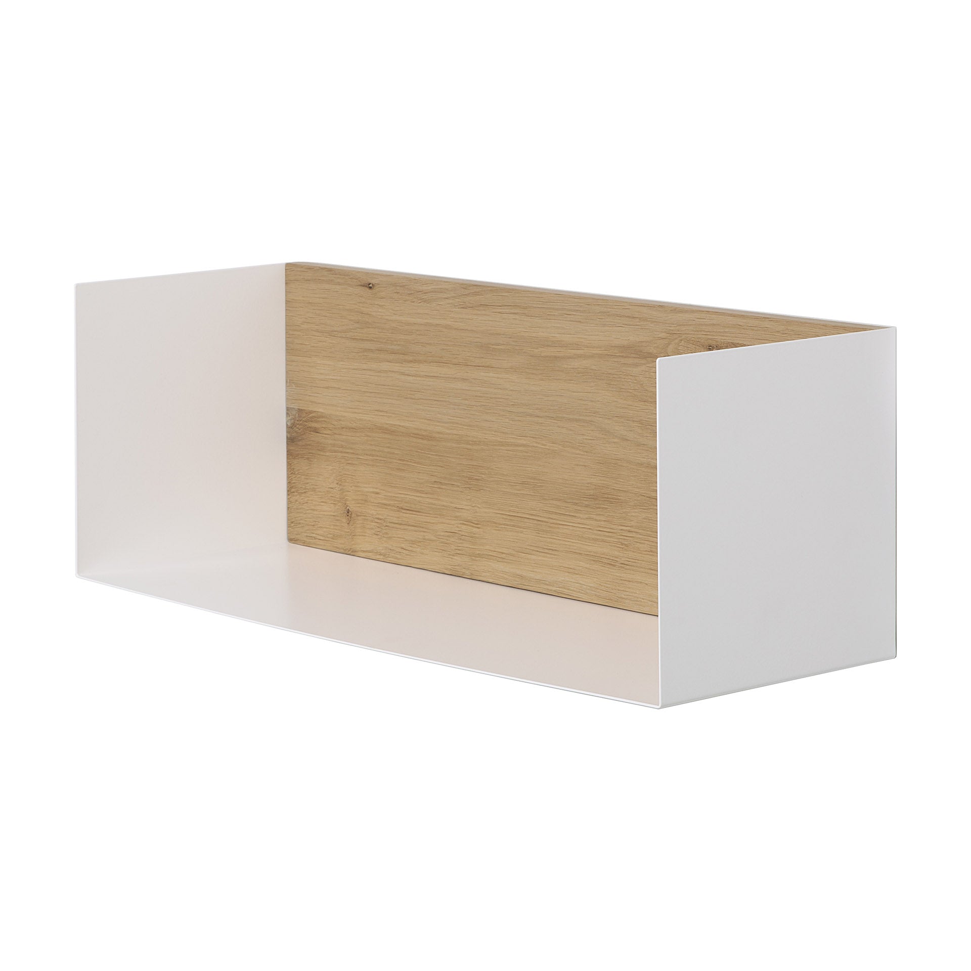 Solid Oak U Shelf with White Metal, 22"